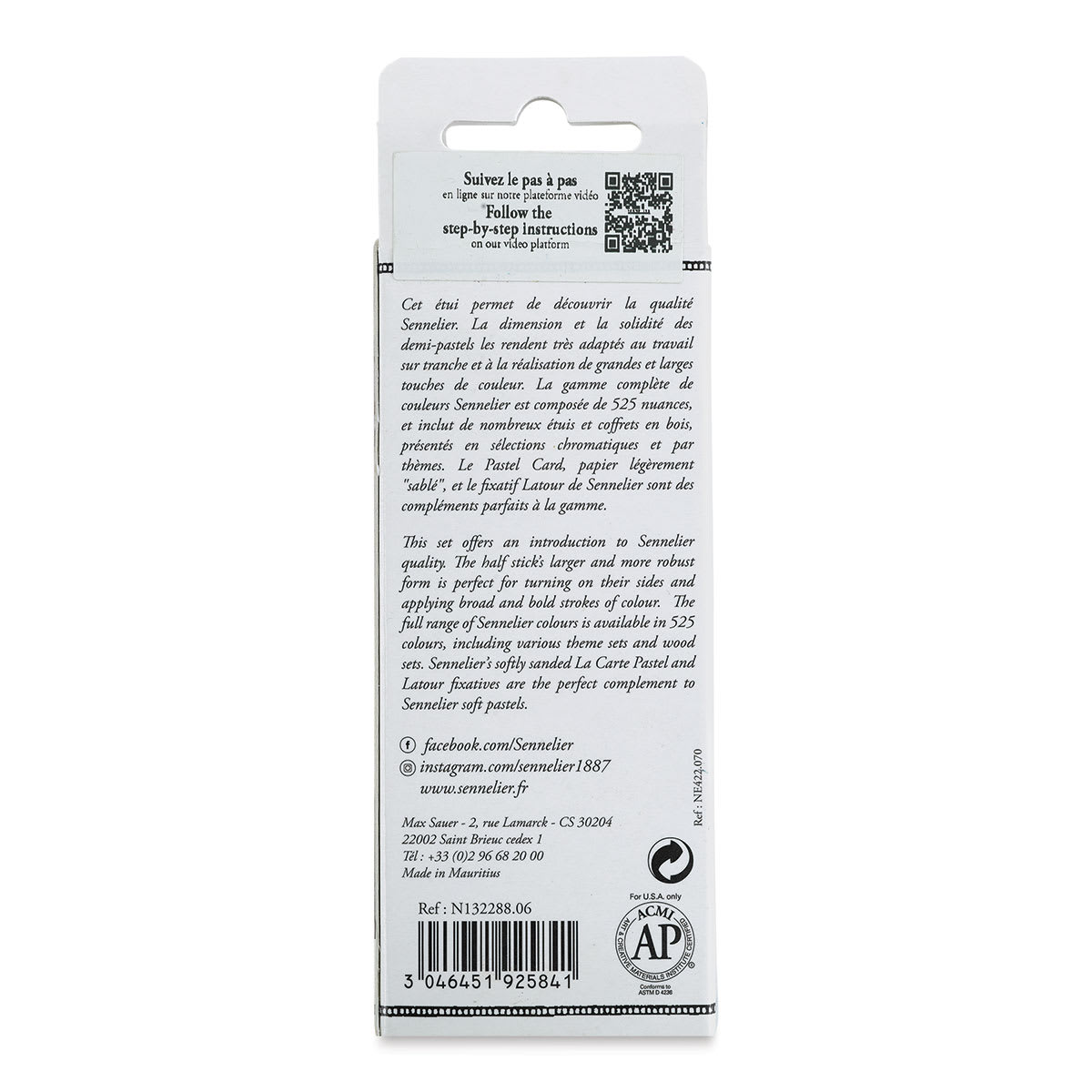 Sennelier Soft Pastels - Set of 6, Pale Skin Tones, Half-Sticks (back of package)