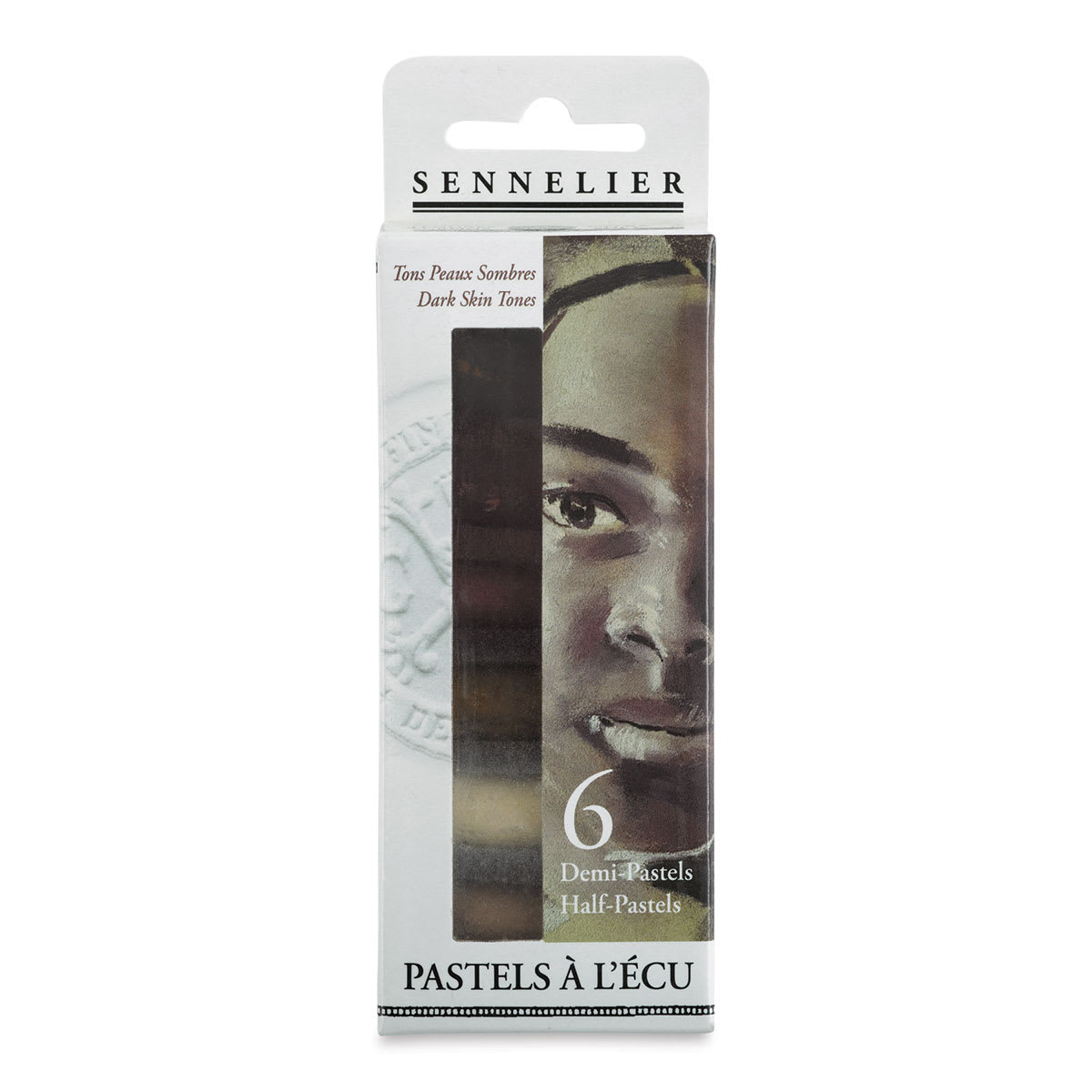 Sennelier Soft Pastels - Set of 6, Dark Skin Tones, Half-Sticks (front of package)