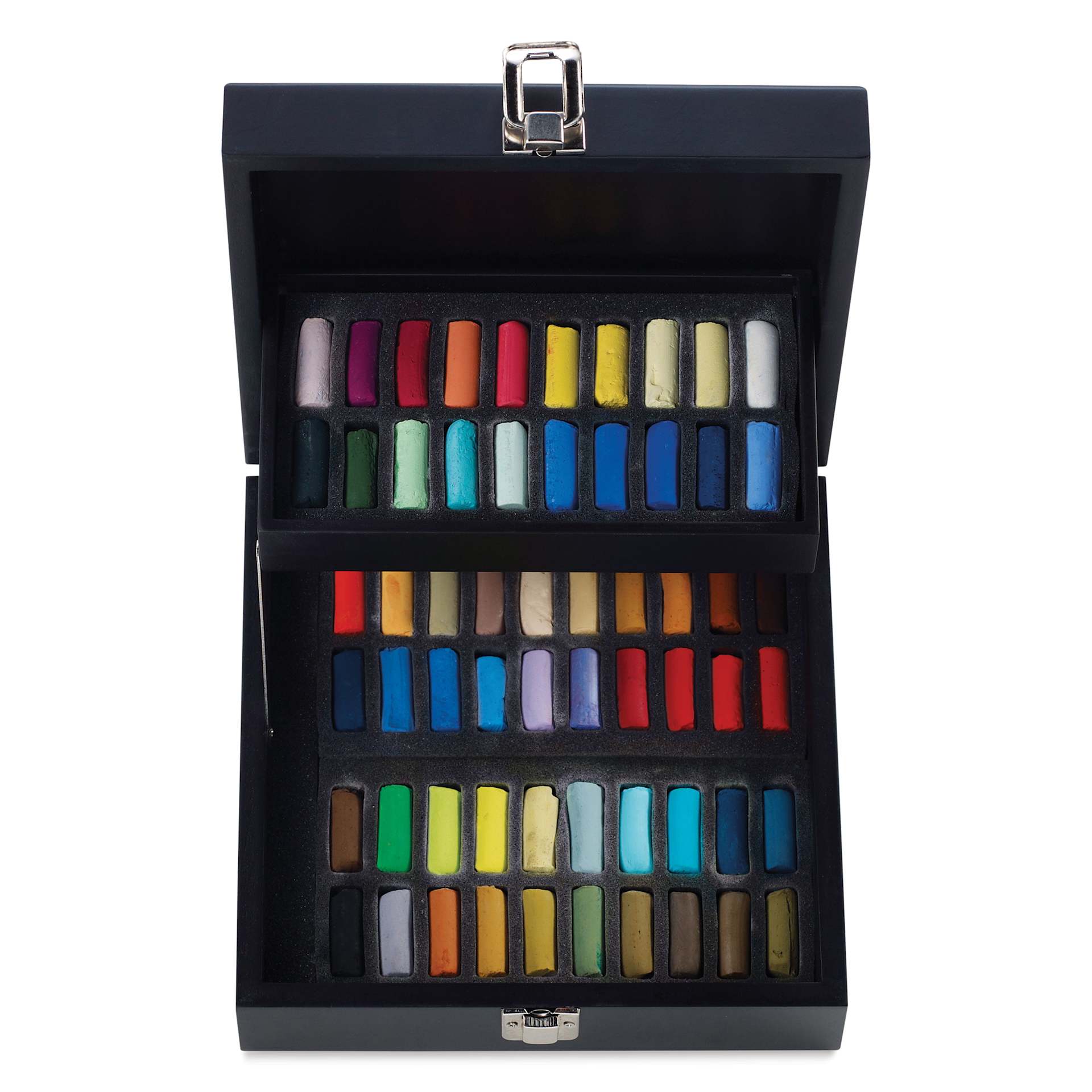 Sennelier Soft Pastels - Set of 60, Assorted Colors, Half-Sticks, Black Wood Box, pastels shown