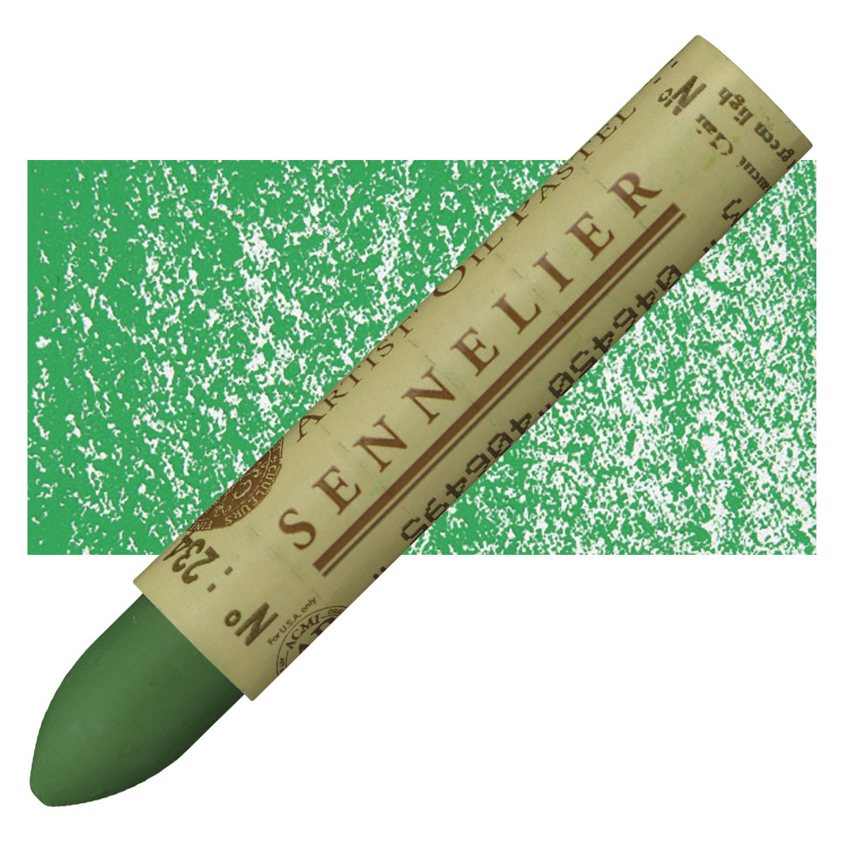 Sennelier Oil Pastel - Permanent Green Light oil pastel and swatch