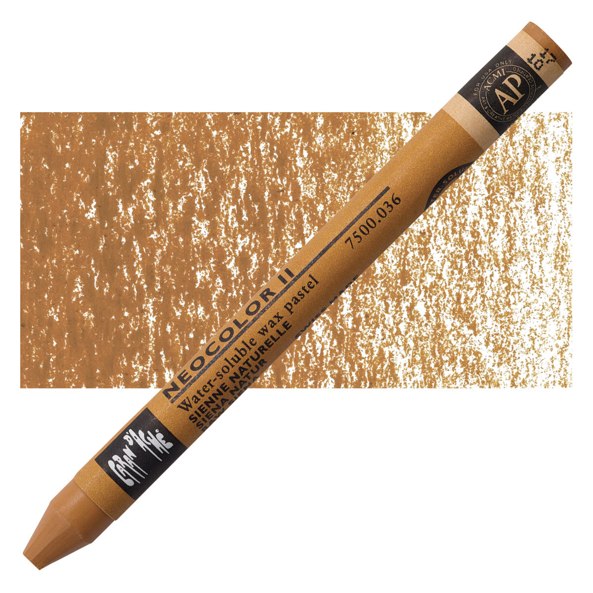 Caran d'Ache Neocolor II Aquarelle Artists' Pastel - Raw Sienna pastel and swatch