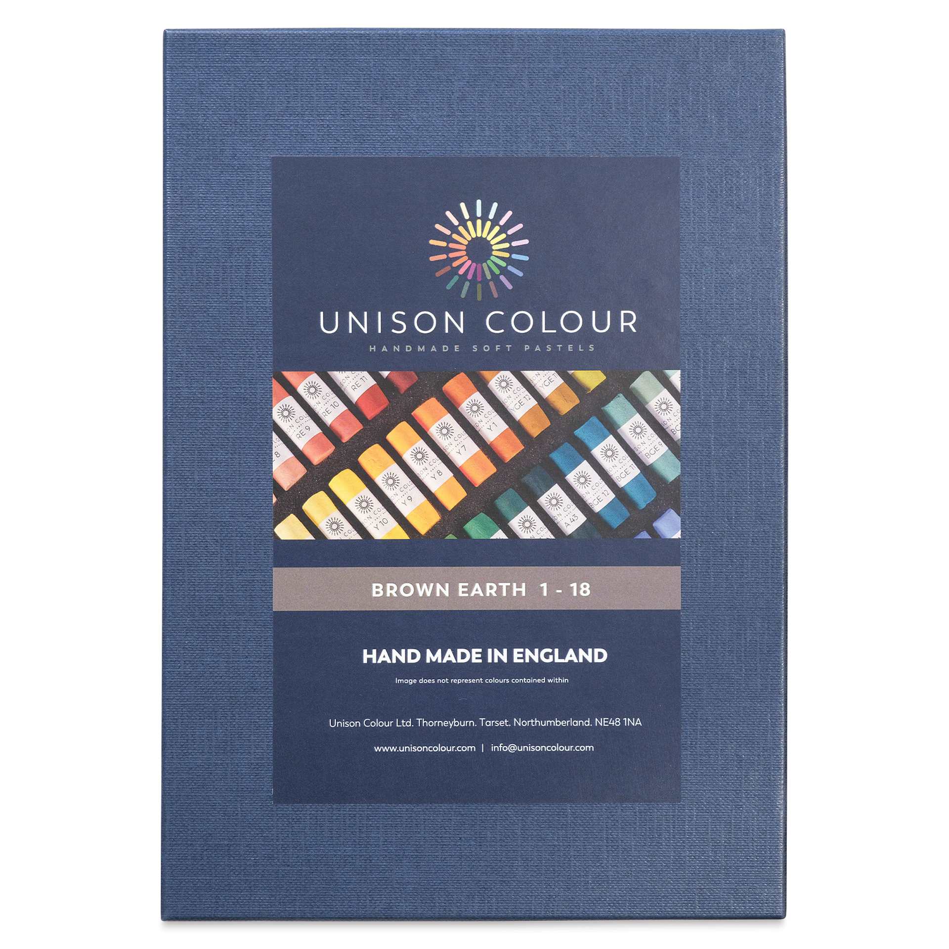 Unison Handmade Pastels - Brown Earth Colors 1-18, Set of 18, Full Stick (front of box)
