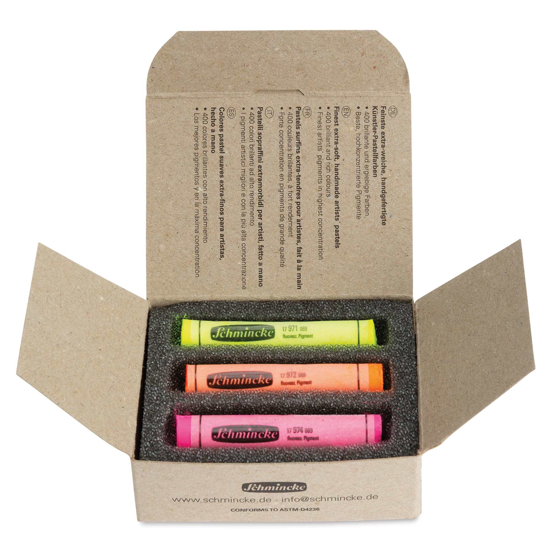 Schmincke Soft Pastels - Set of 3, Neon Colors, Full Stick, open