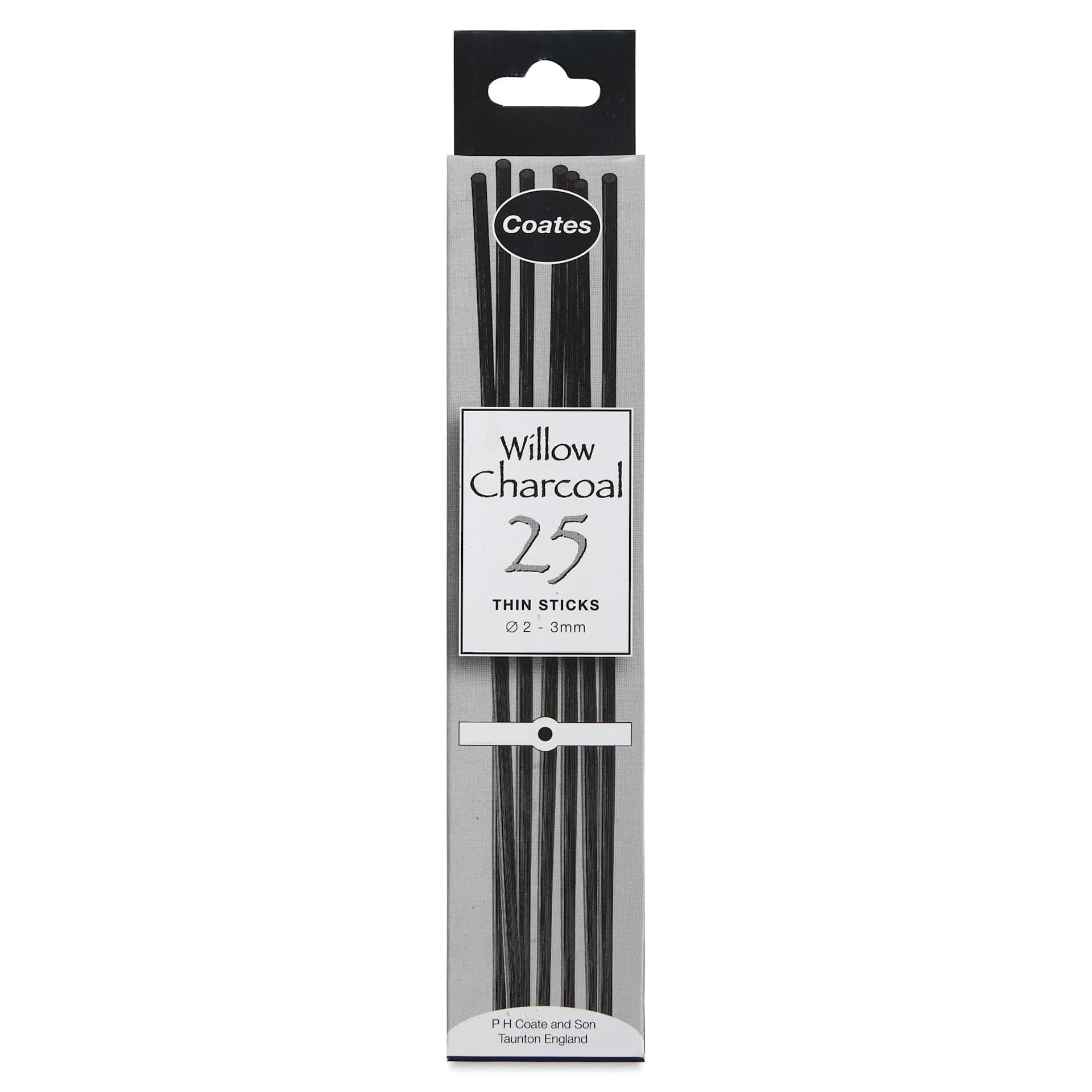 Coates Premium Artist's Willow Charcoal - Thin, Box of 25, front
