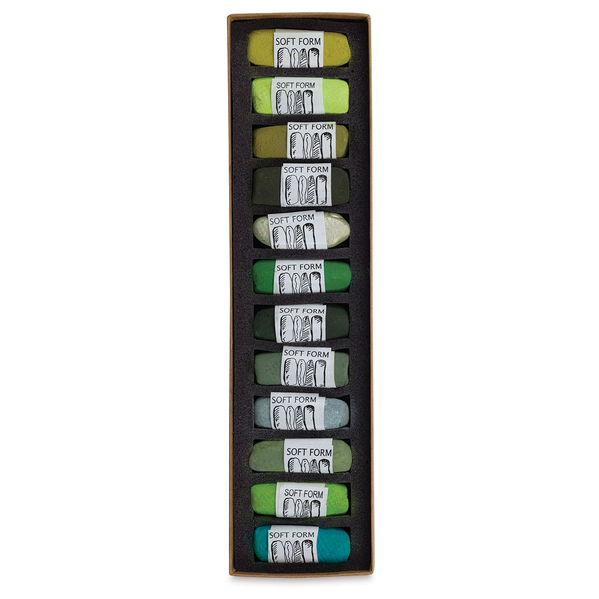 Mood for Green, Set of 12 Pastels in Tray