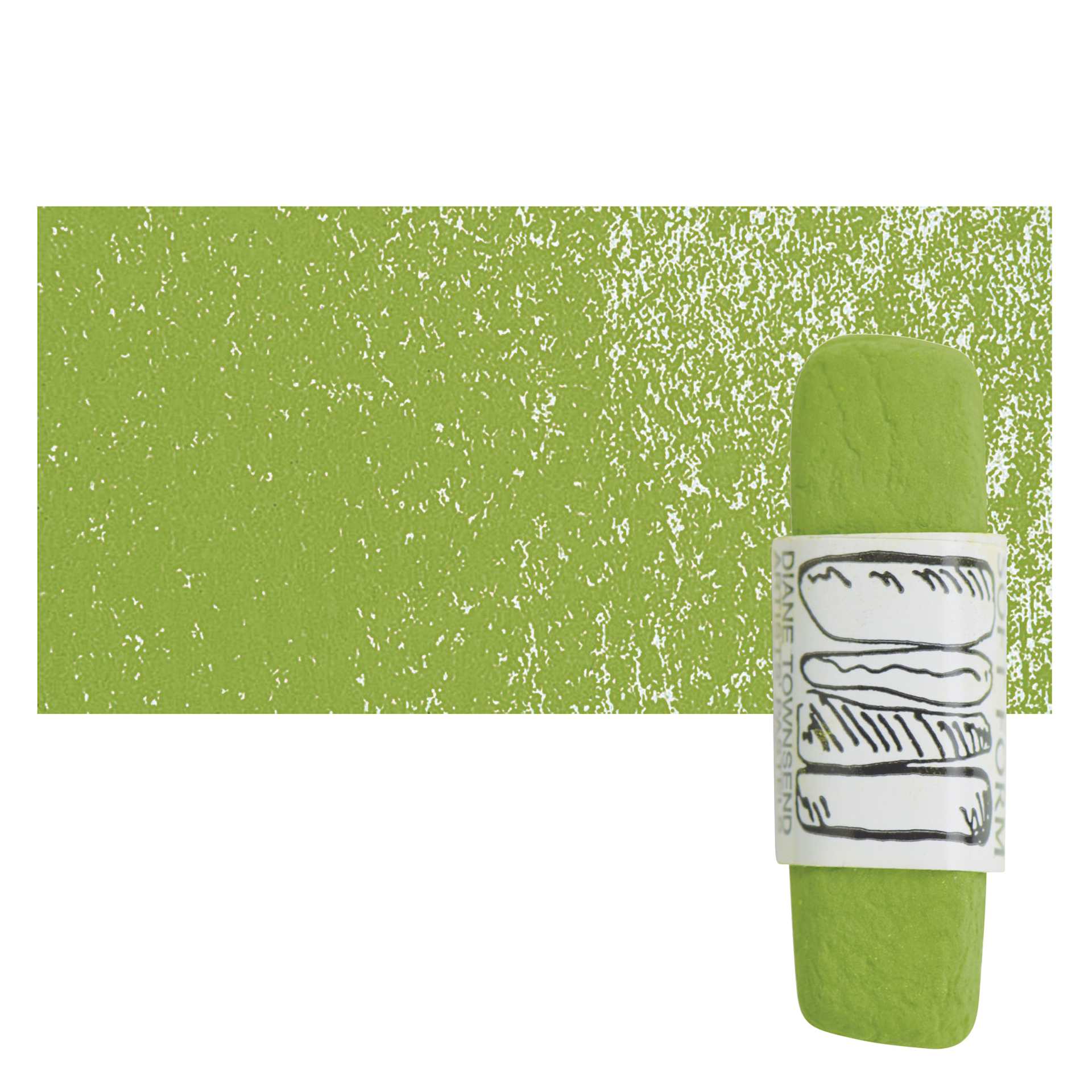 Townsend Artists' Soft Form Pastel - Cadmium Yellow Green (Dark) pastel and swatch
