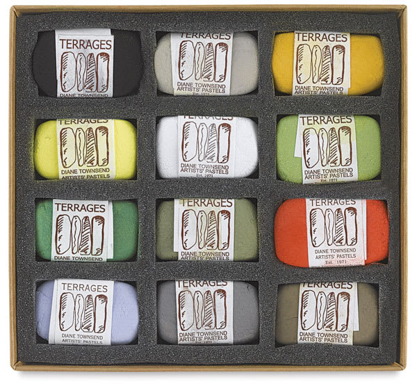 Townsend Terrages Pastel Set of 12 Favorite Colors shown in cushioned open box