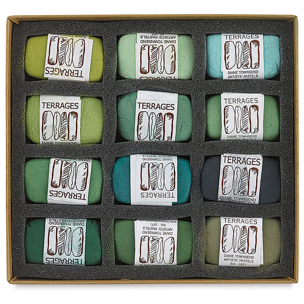 Townsend Terrages Pastel Set - Green Set, Set of 12