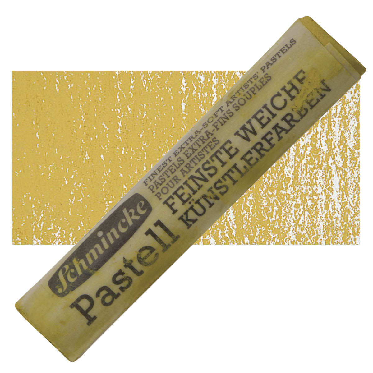Schmincke Soft Pastel - Olive Ochre Light D pastel and swatch