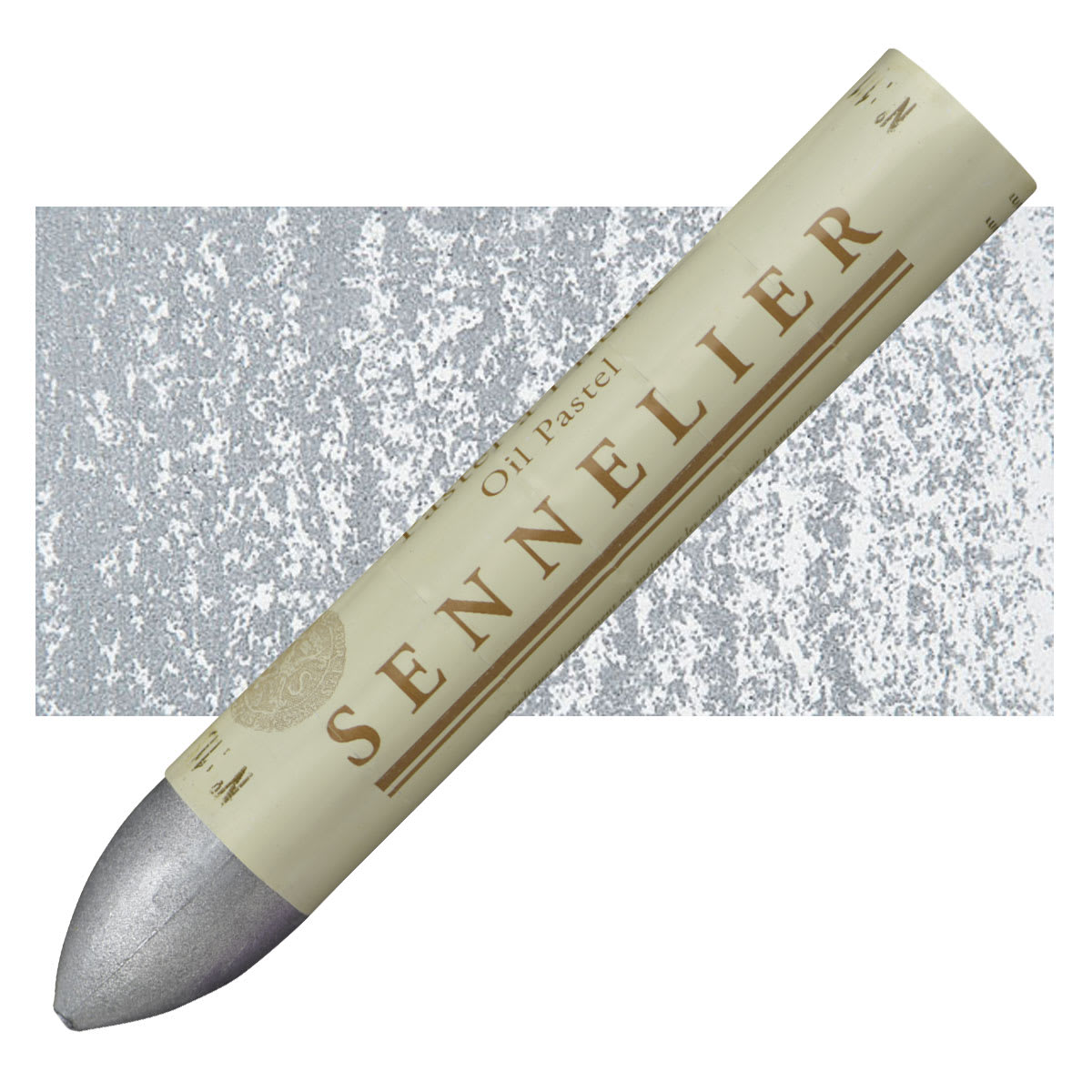 Sennelier Oil Pastel Grand - Iridescent Aluminum oil pastel and swatch