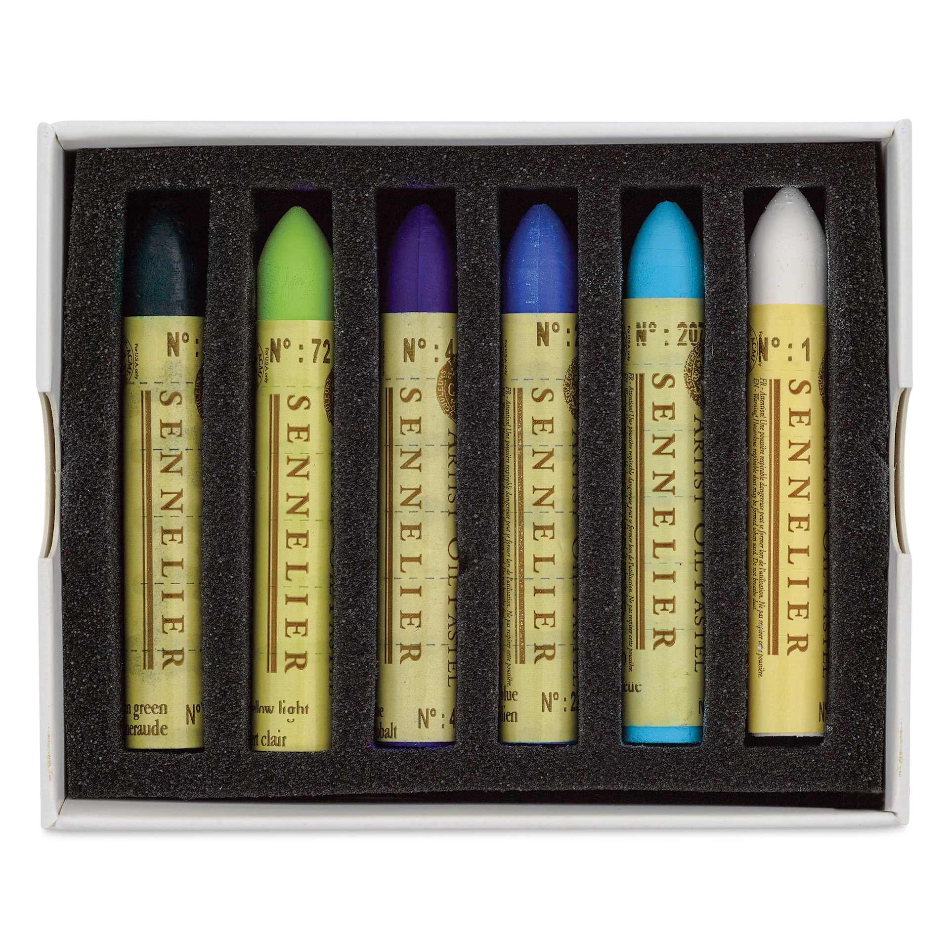 Sennelier Oil Pastels - Seascape, Set of 6, pastels inside of the packaging