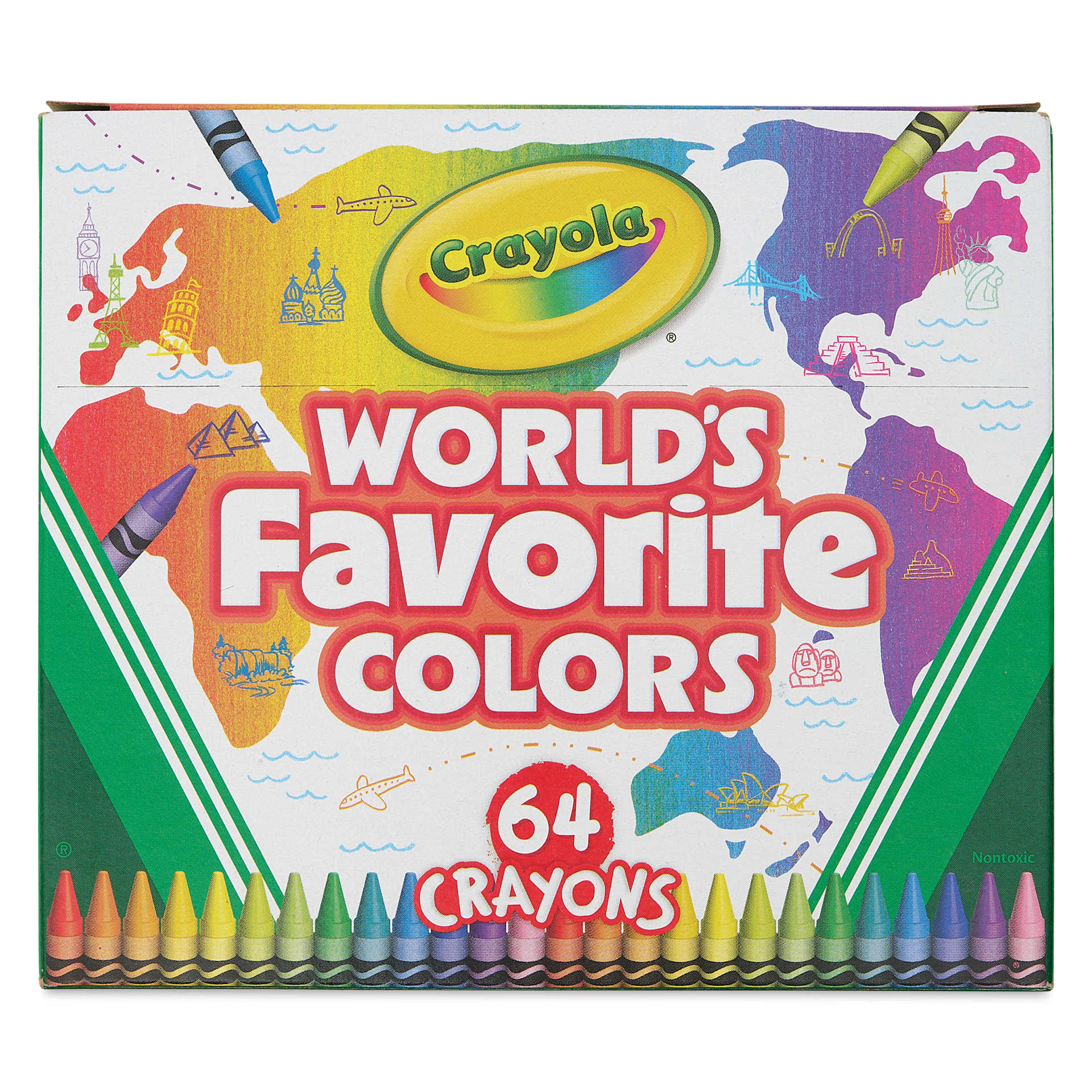 Crayola Crayons - World's Favorite Colors, Set of 64, front of packaging