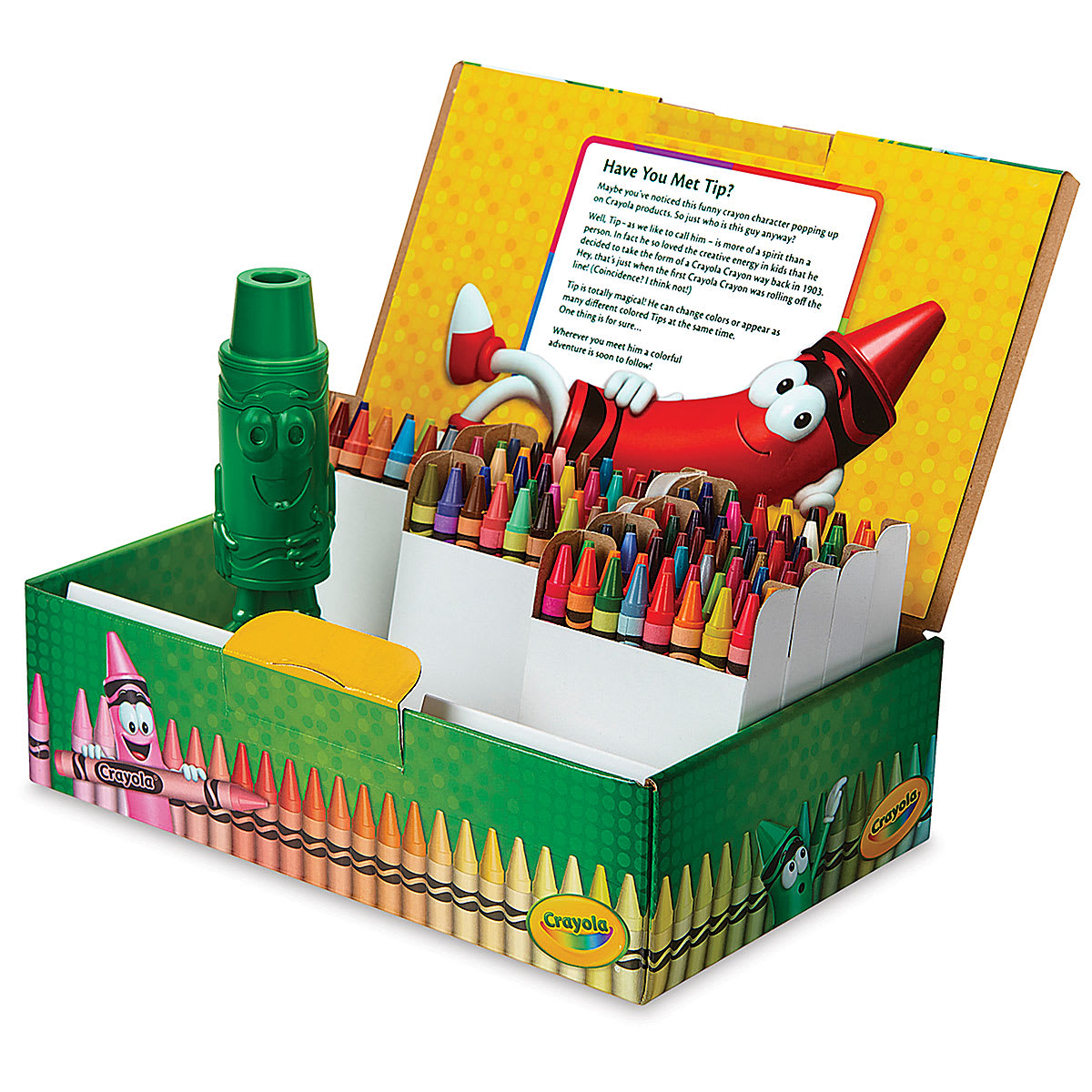 Crayola Crayons - Set of 120, lid open showing included sharpener Crayola Crayons - Set of 120, lid open showing included sharpener