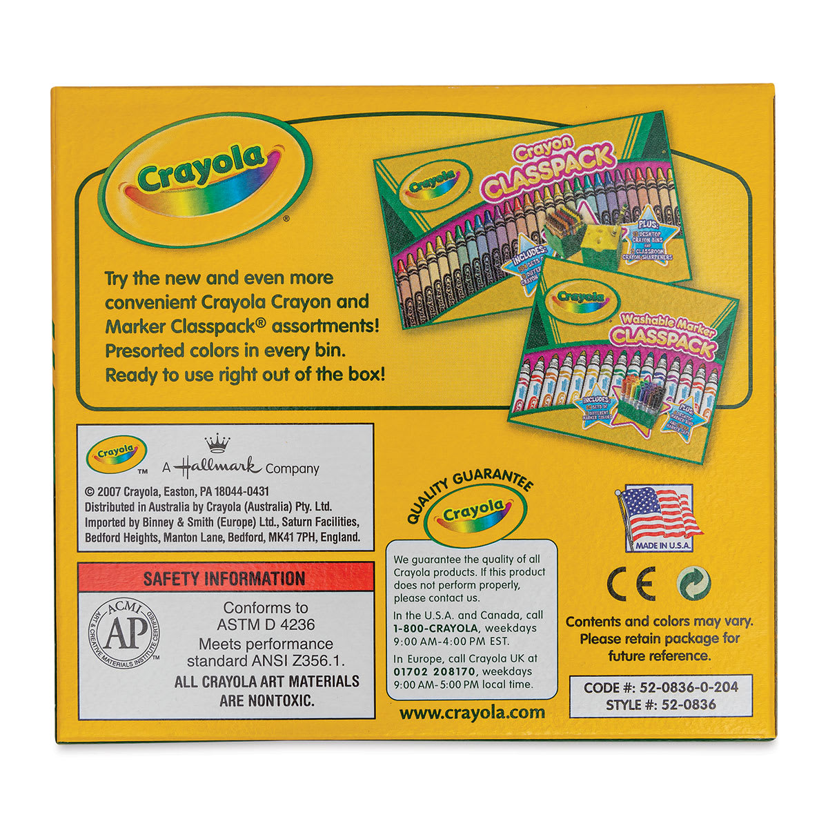 Crayola Crayons - Peach, Box of 12, back of the packaging