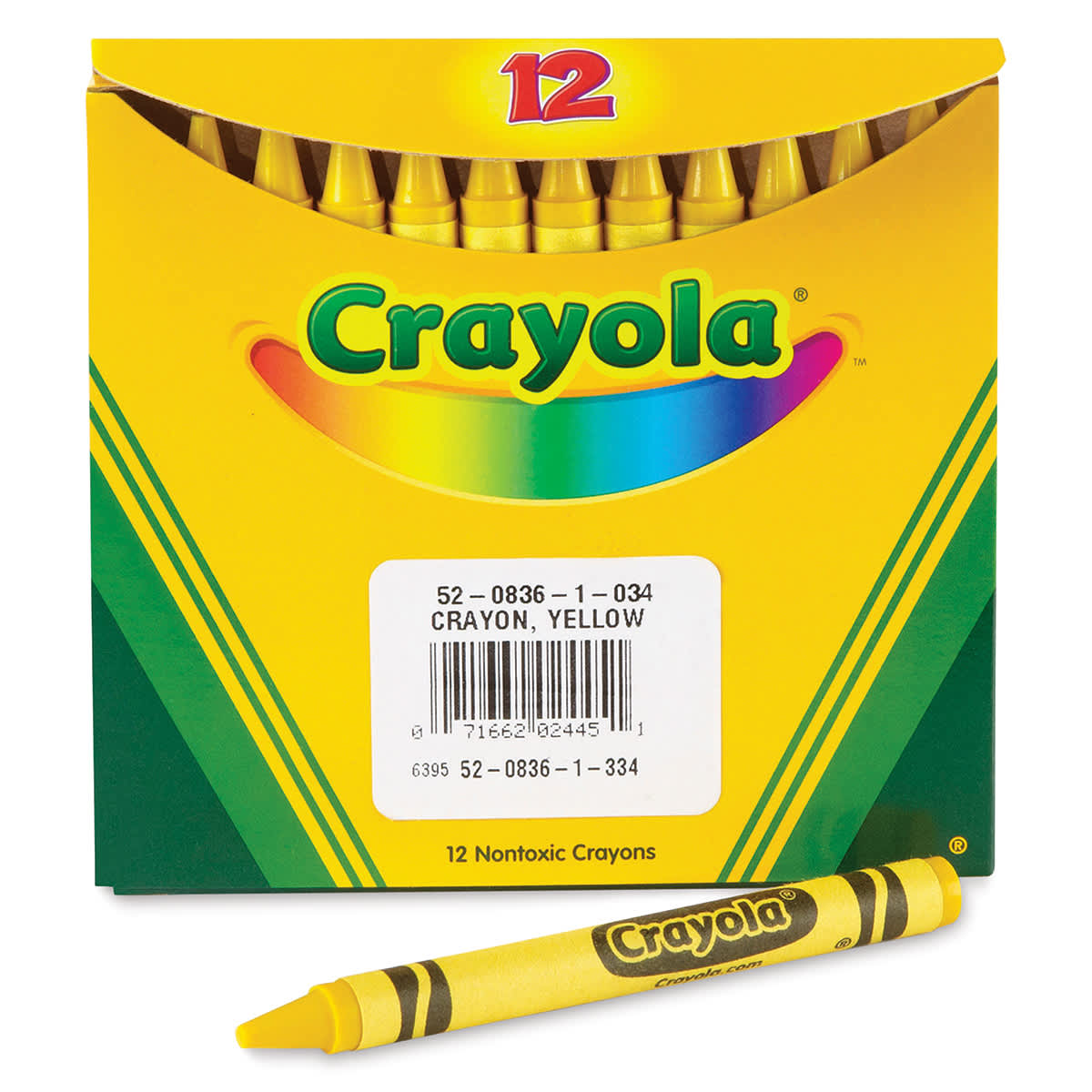 Crayola Crayons - Yellow, Box of 12, front of the packaging