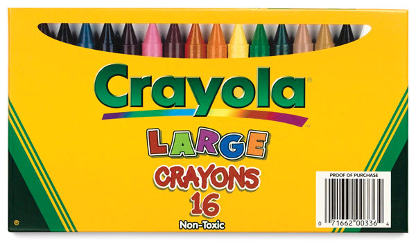Crayola Large Size Crayons - Front view of package of 16 Assorted Large Size Crayons