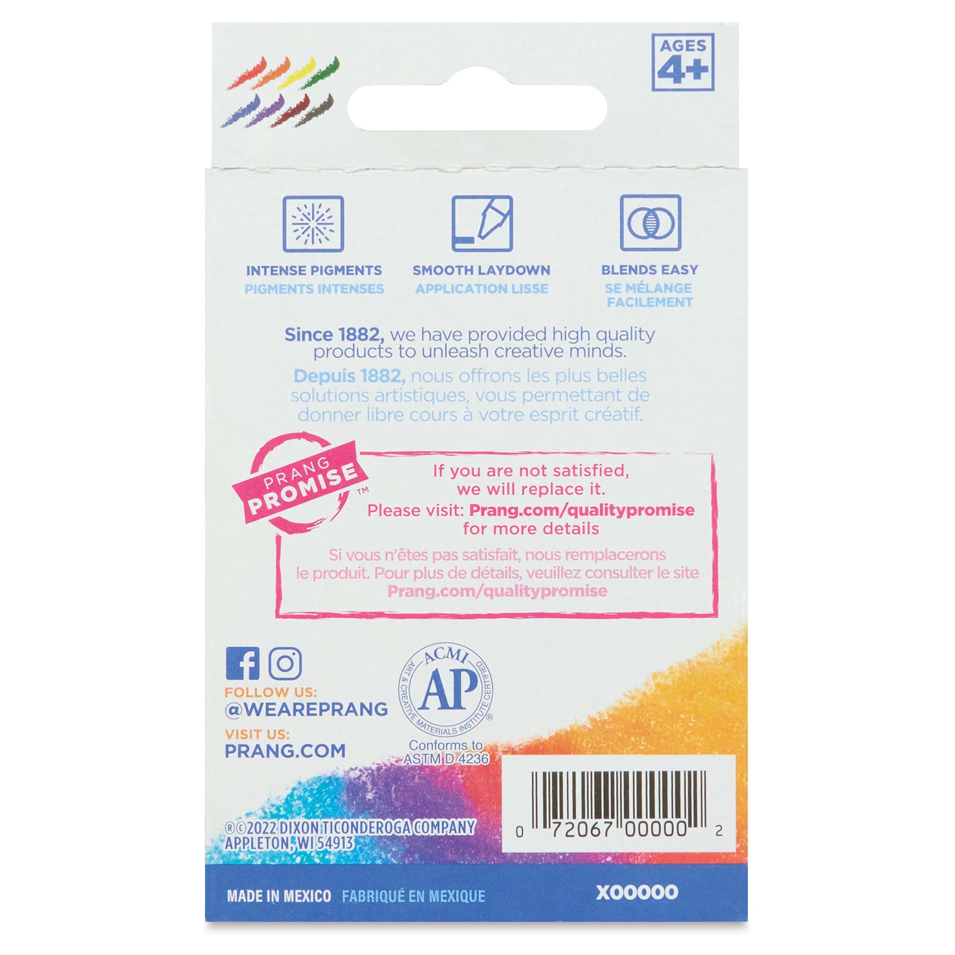 Prang Soy-Based Crayons - Set of 8, back of the packaging