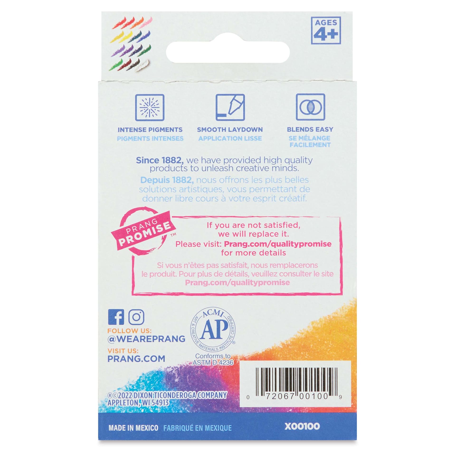 Prang Crayons - Set of 16, back of the packaging
