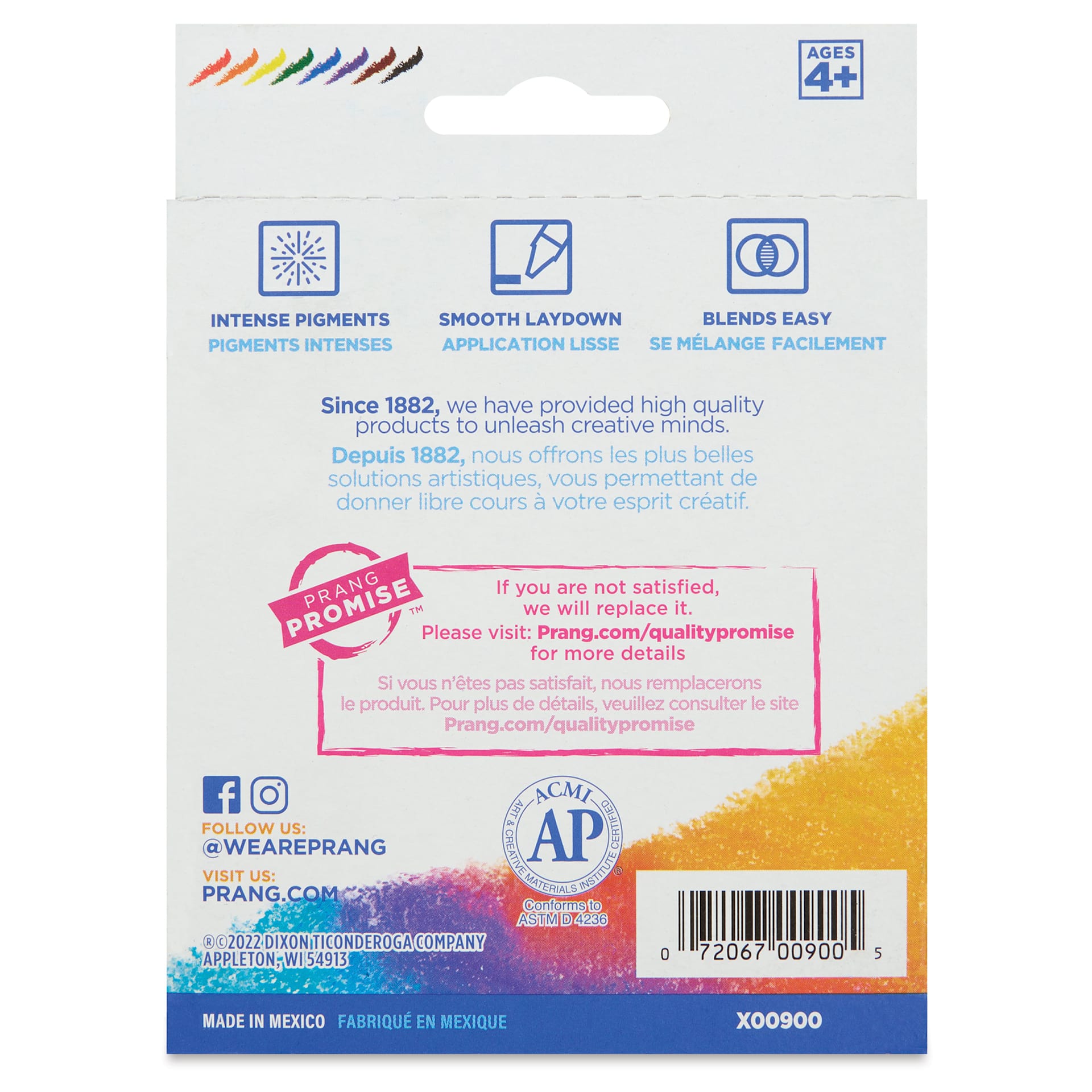 Prang Large Crayons - Assorted Colors, Set of 8, back of the packaging