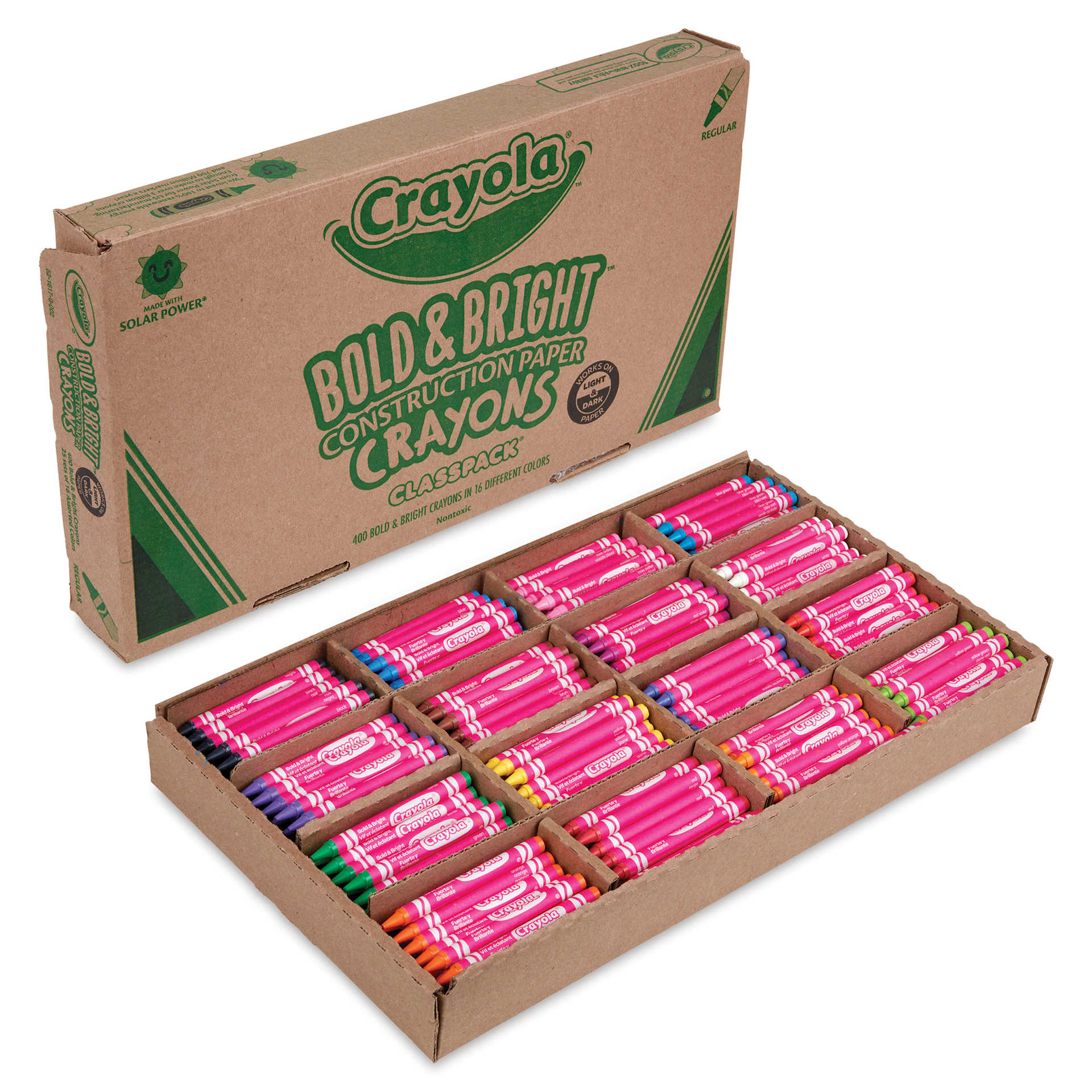 Crayola Construction Paper Crayons Classpack - Bold and Bright, Set of 400, 16 Colors