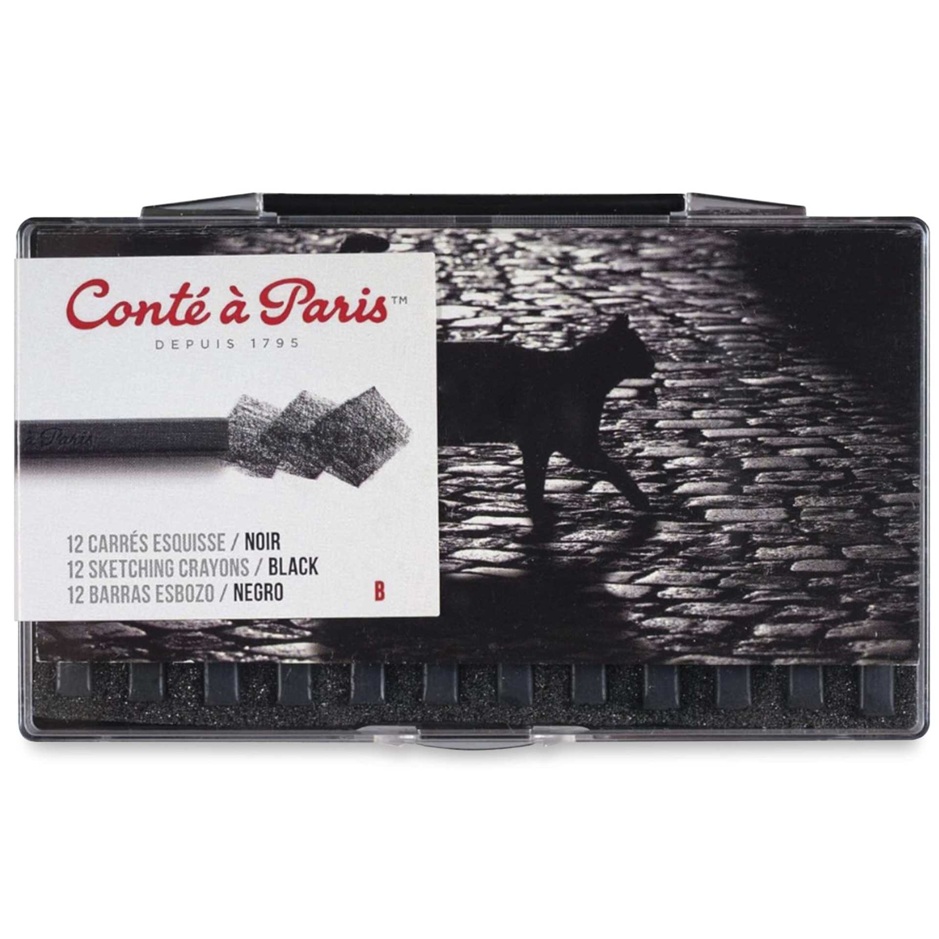 Conté à Paris Sketching Pastel Carrés - Pierre Noire, B, Pkg of 12, front of packaging