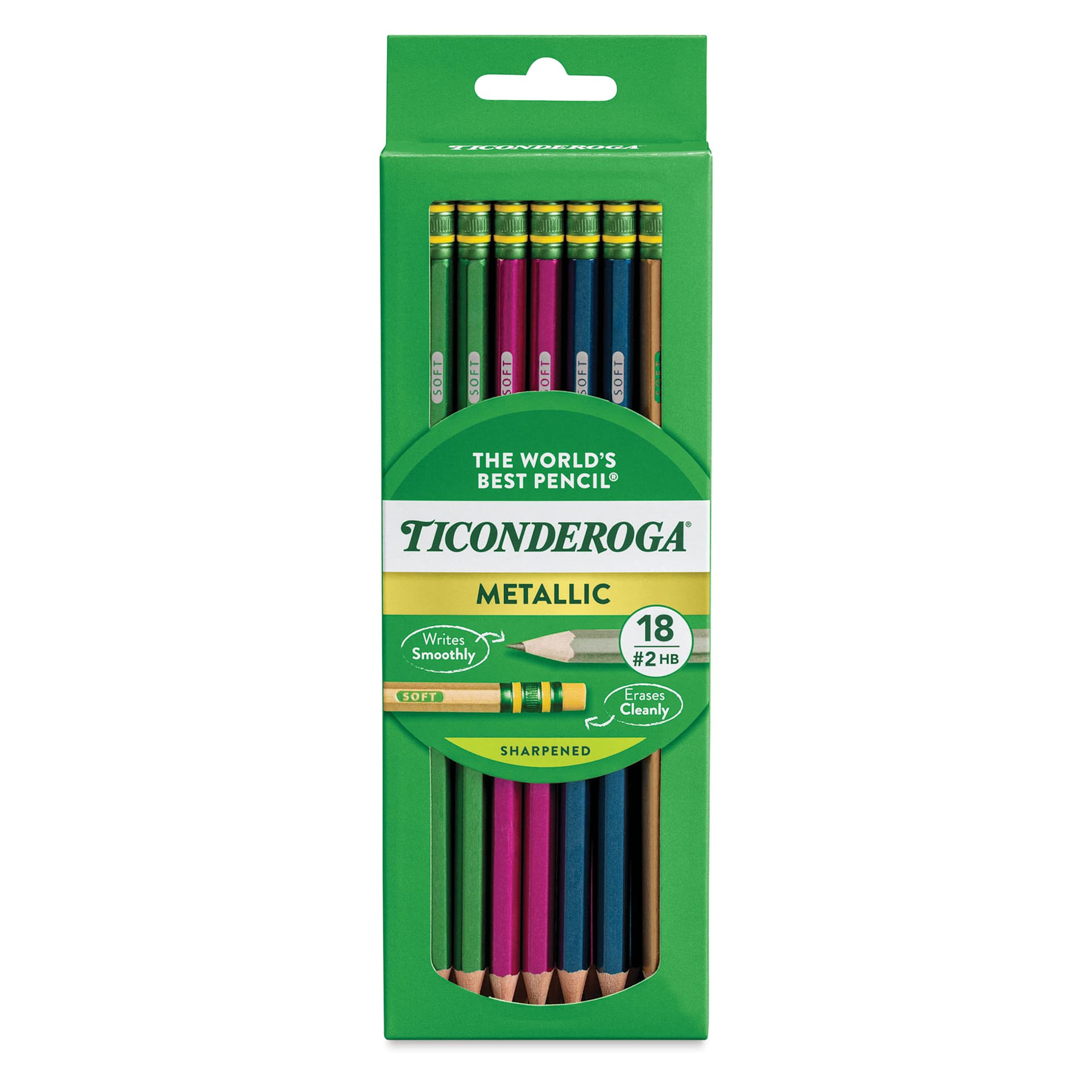 Dixon Ticonderoga Pencils - Box of 18, Metallic, Pre-Sharpened