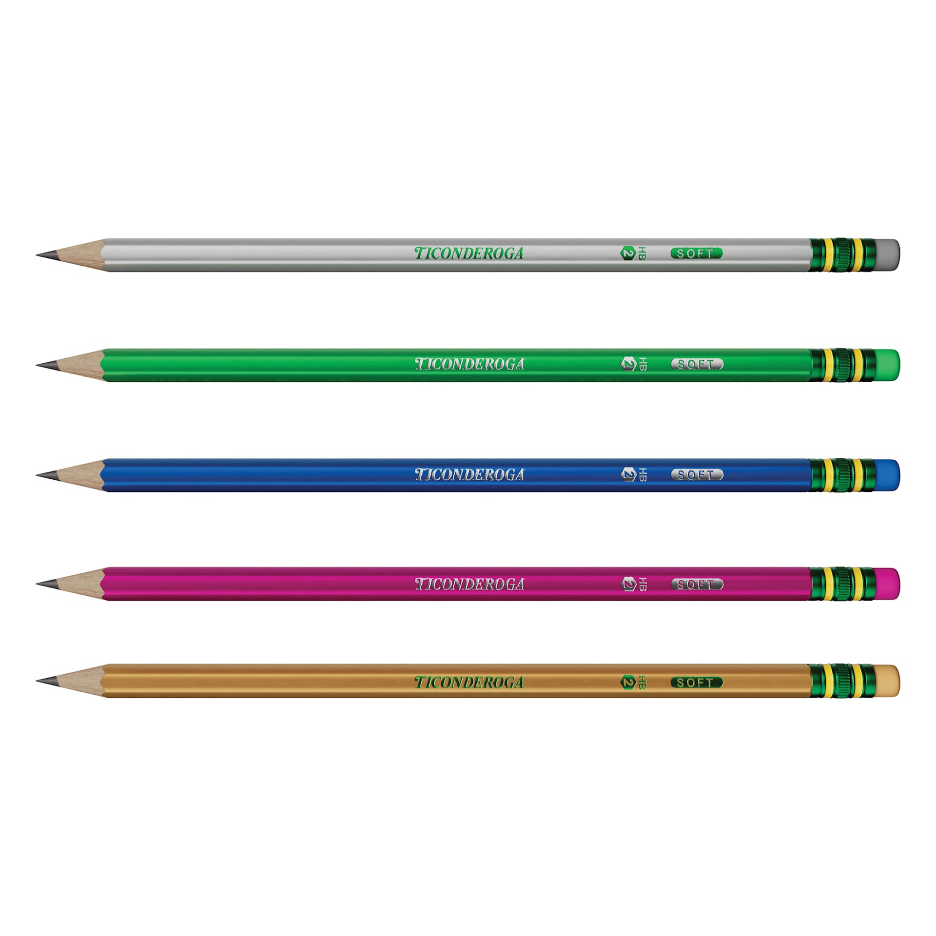 Dixon Ticonderoga Pencils - Box of 150, Metallic, Pre-Sharpened, included colors