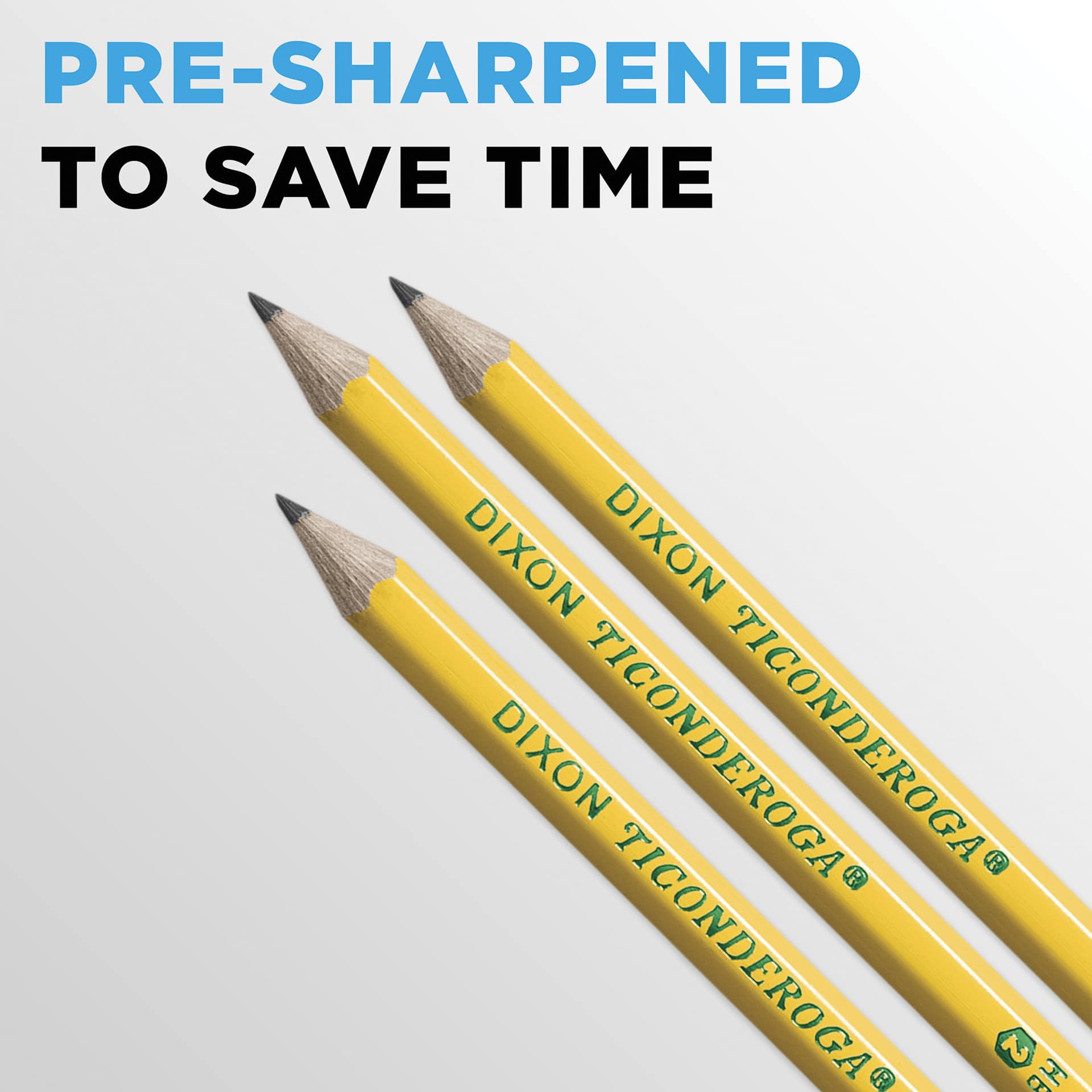 Dixon Ticonderoga Pencils - Box of 72, Pre-Sharpened, three pre-sharpened pencils shown