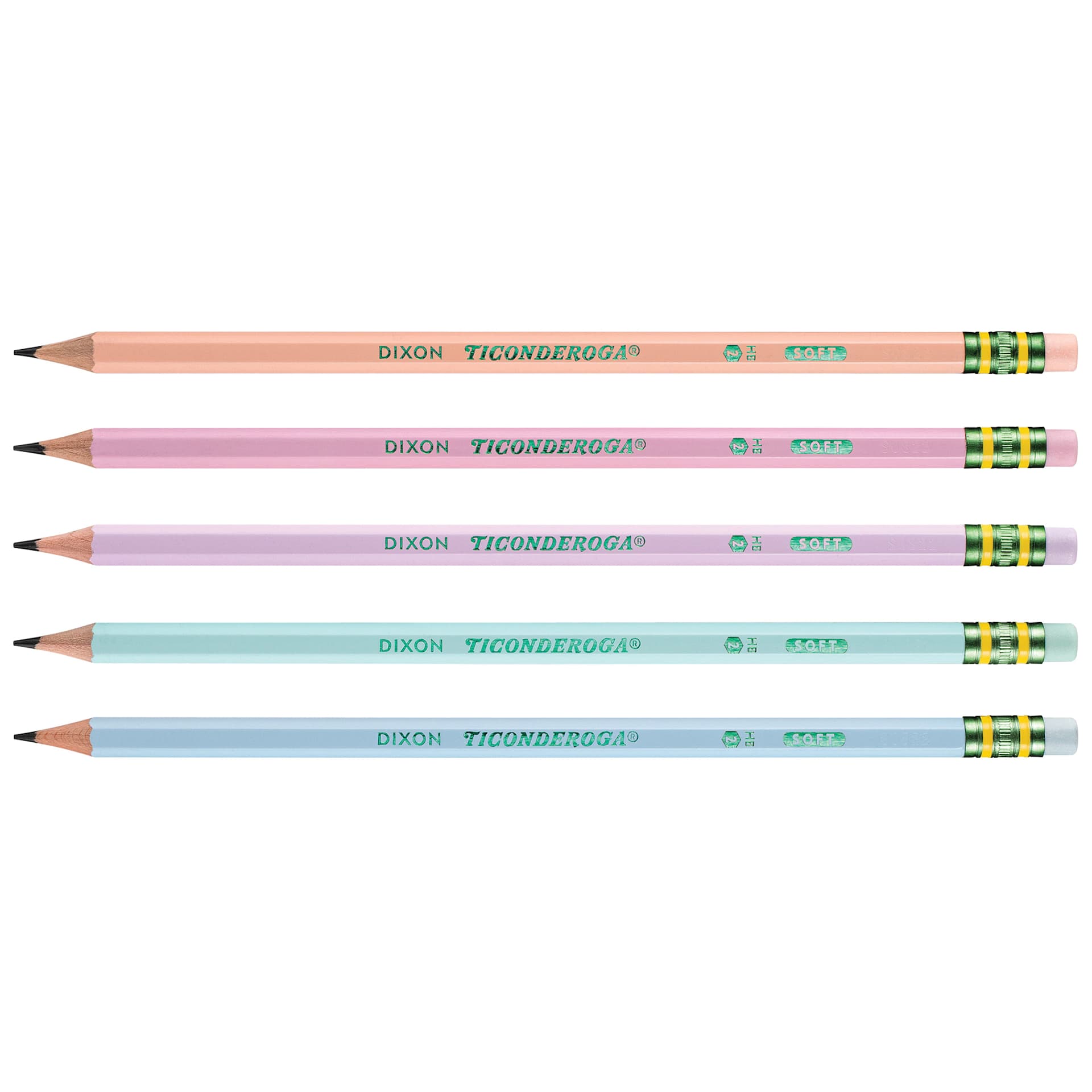 Dixon Ticonderoga Pencils - Box of 18, Pastel, Pre-Sharpened, included colors