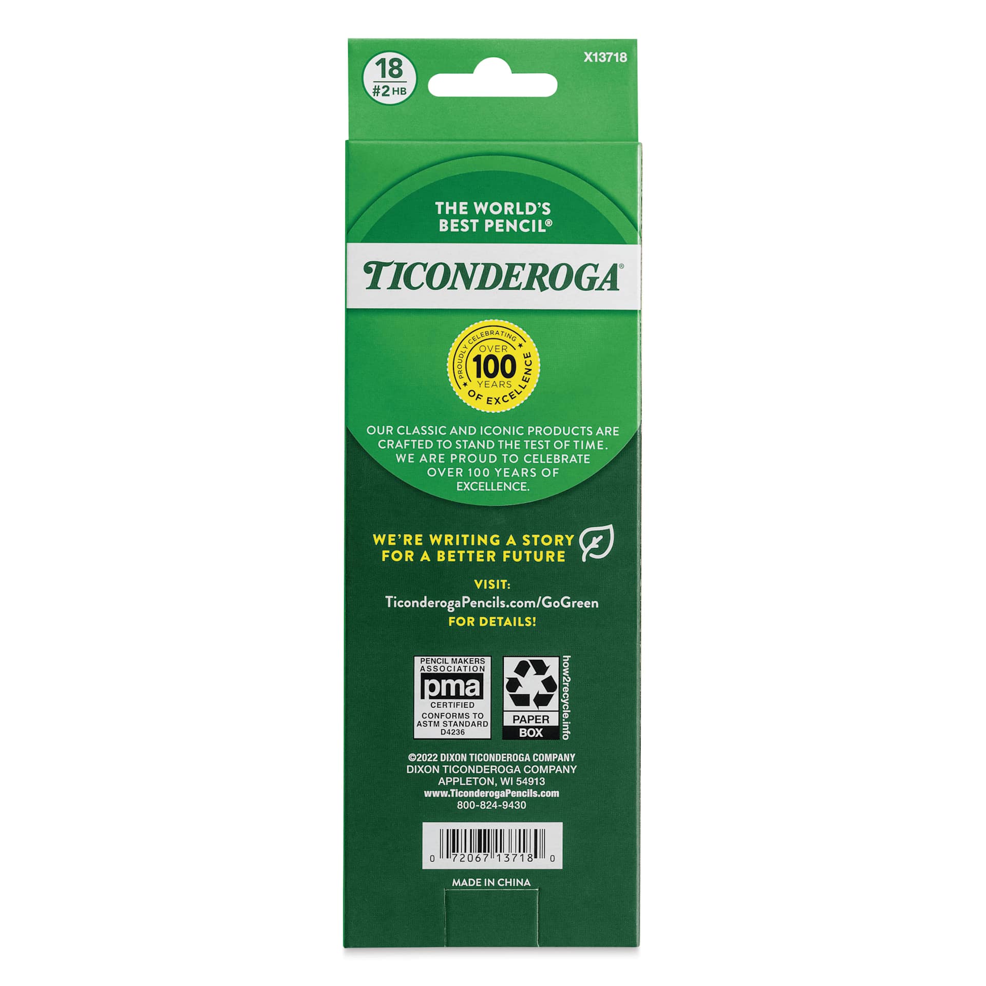 Dixon Ticonderoga Pencils - Box of 18, Pastel, Pre-Sharpened, back of packaging