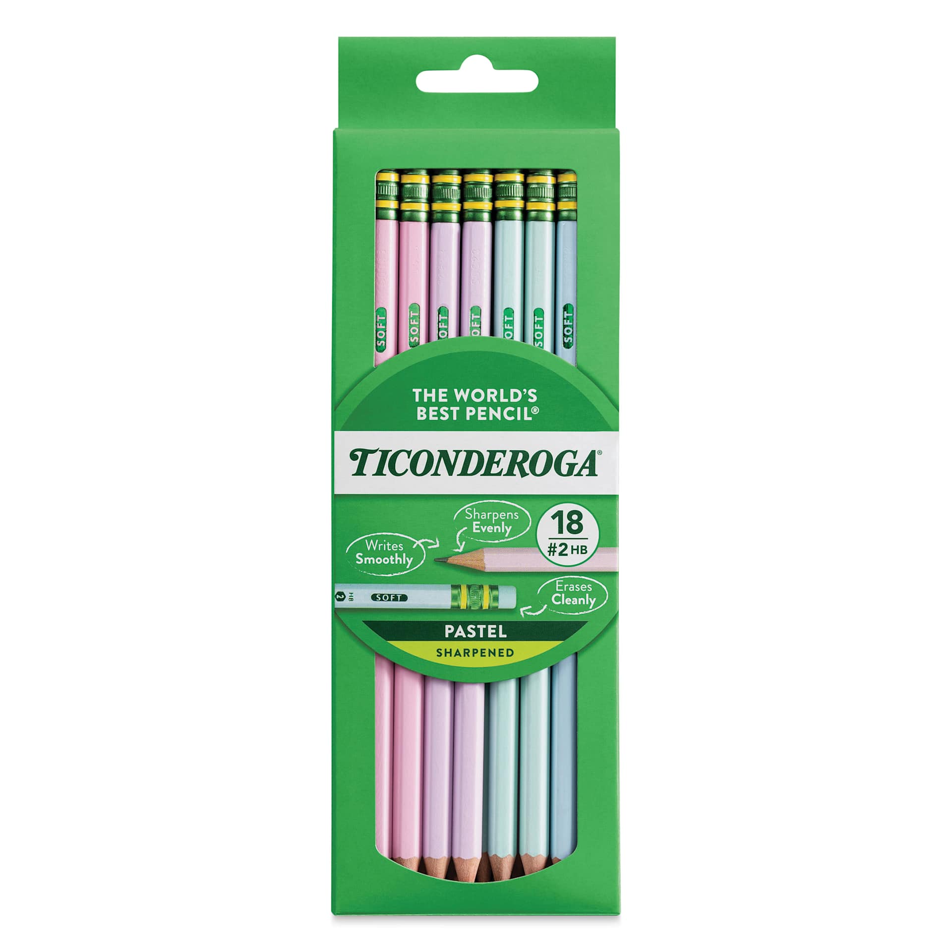 Dixon Ticonderoga Pencils - Box of 18, Pastel, Pre-Sharpened