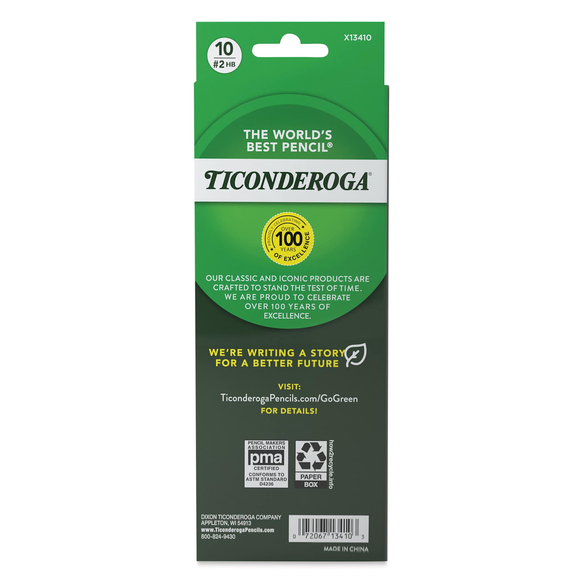Dixon Ticonderoga Pencils - Box of 10, Arctic Blues, Pre-Sharpened, back of packaging