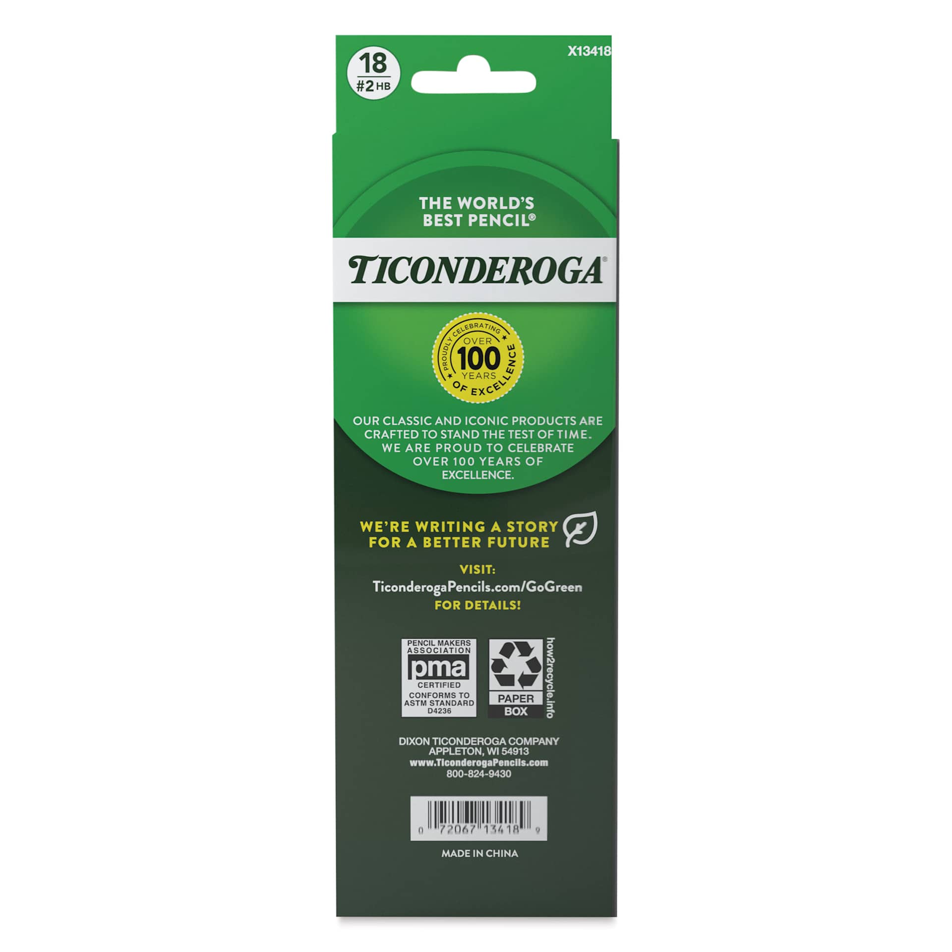 Dixon Ticonderoga Pencils - Box of 18, Arctic Blues, Pre-Sharpened, back of packaging
