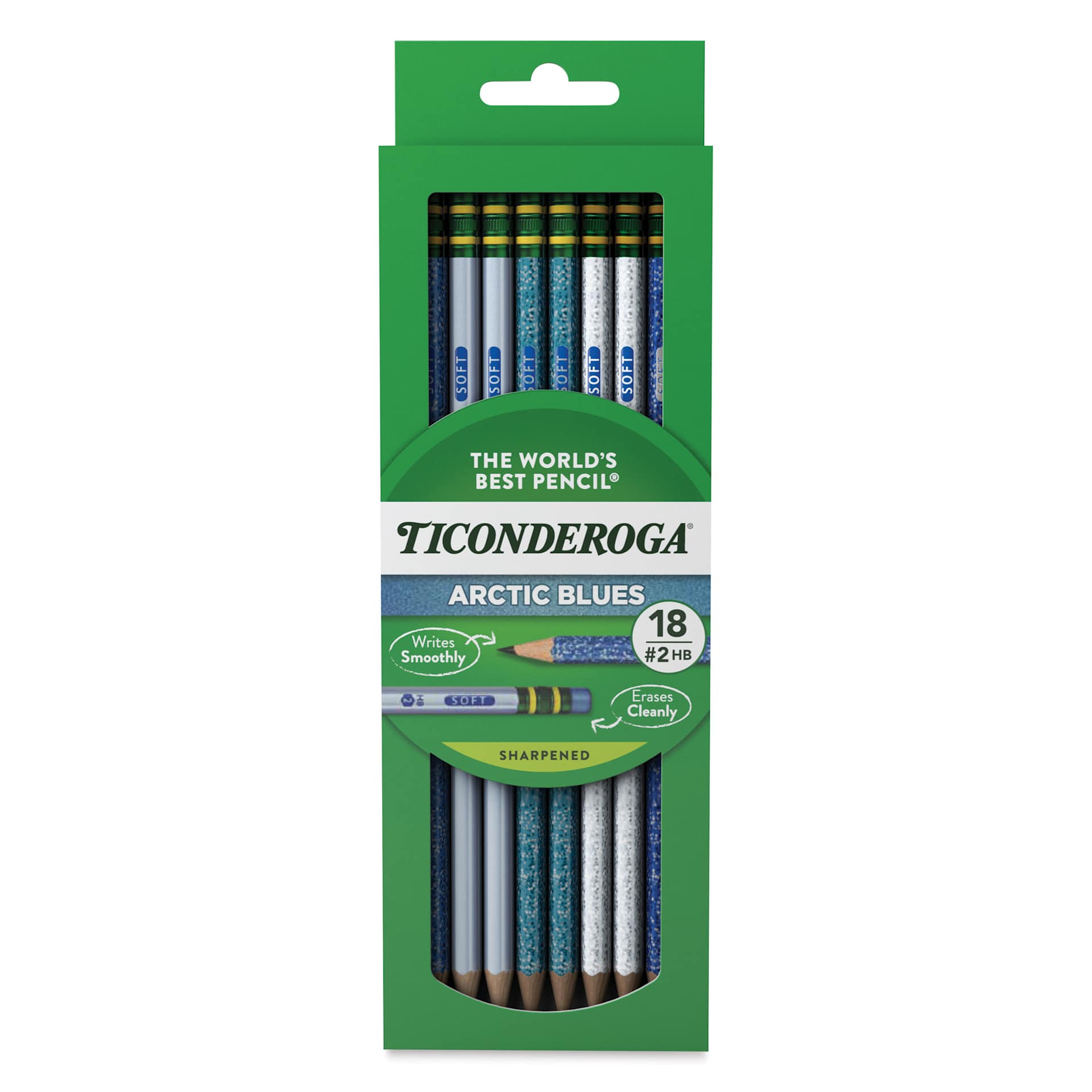 Dixon Ticonderoga Pencils - Box of 18, Arctic Blues, Pre-Sharpened