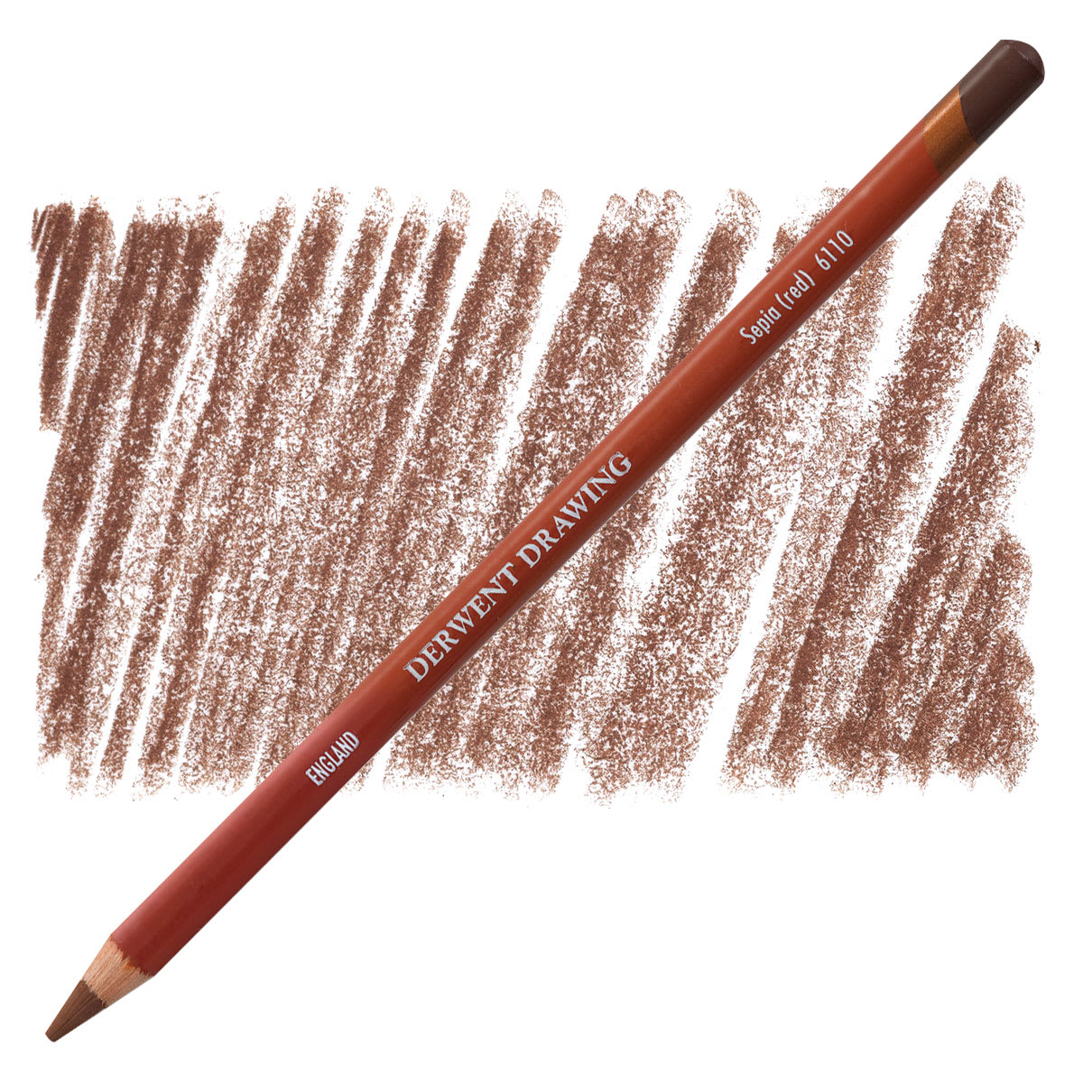 Derwent Drawing Pencil - Sepia Red pencil and swatch