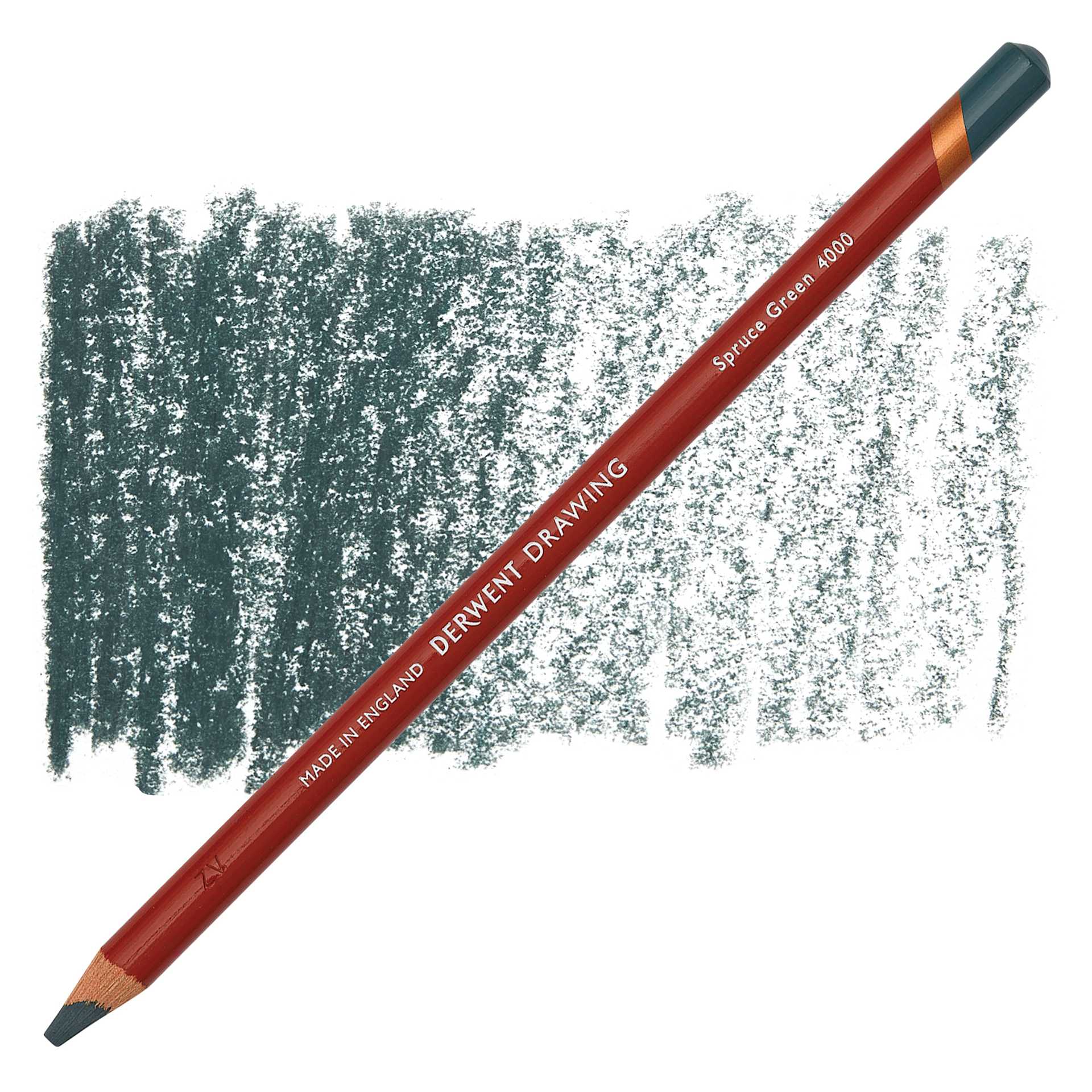 Derwent Drawing Pencil - Spruce Green pencil and swatch