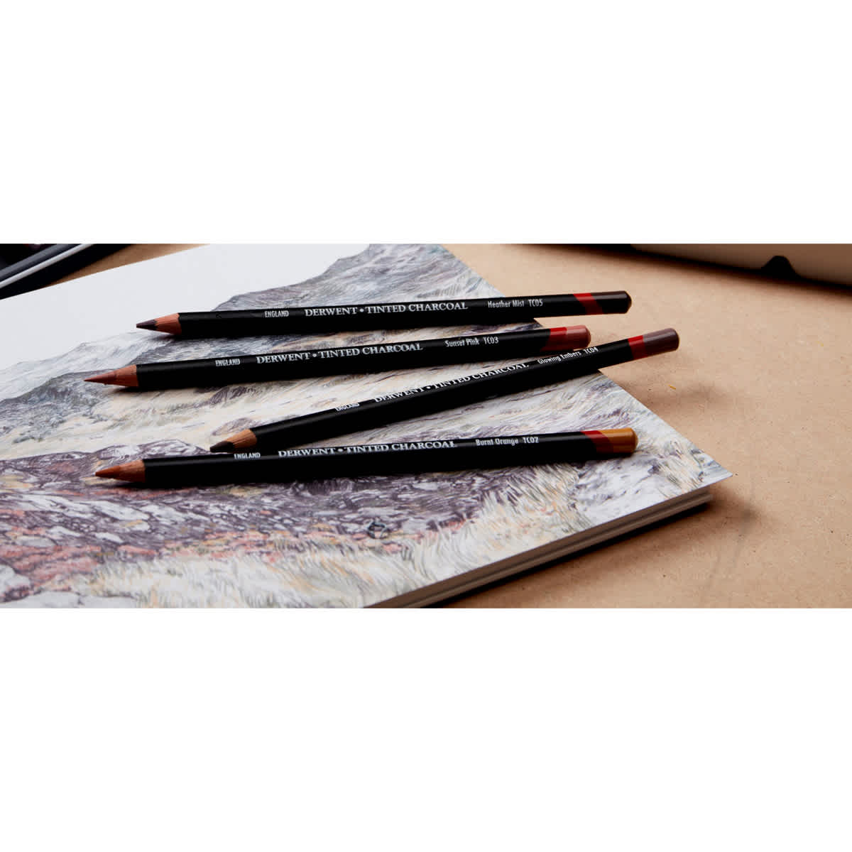 Tinted Charcoal Pencils Burnt Orange