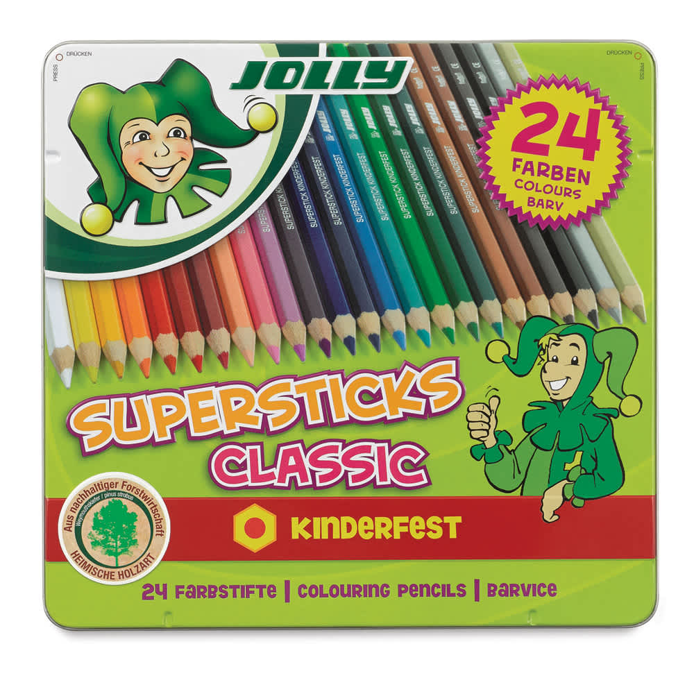 Jolly Superstick Colored Pencil Sets - Front view of package of 24