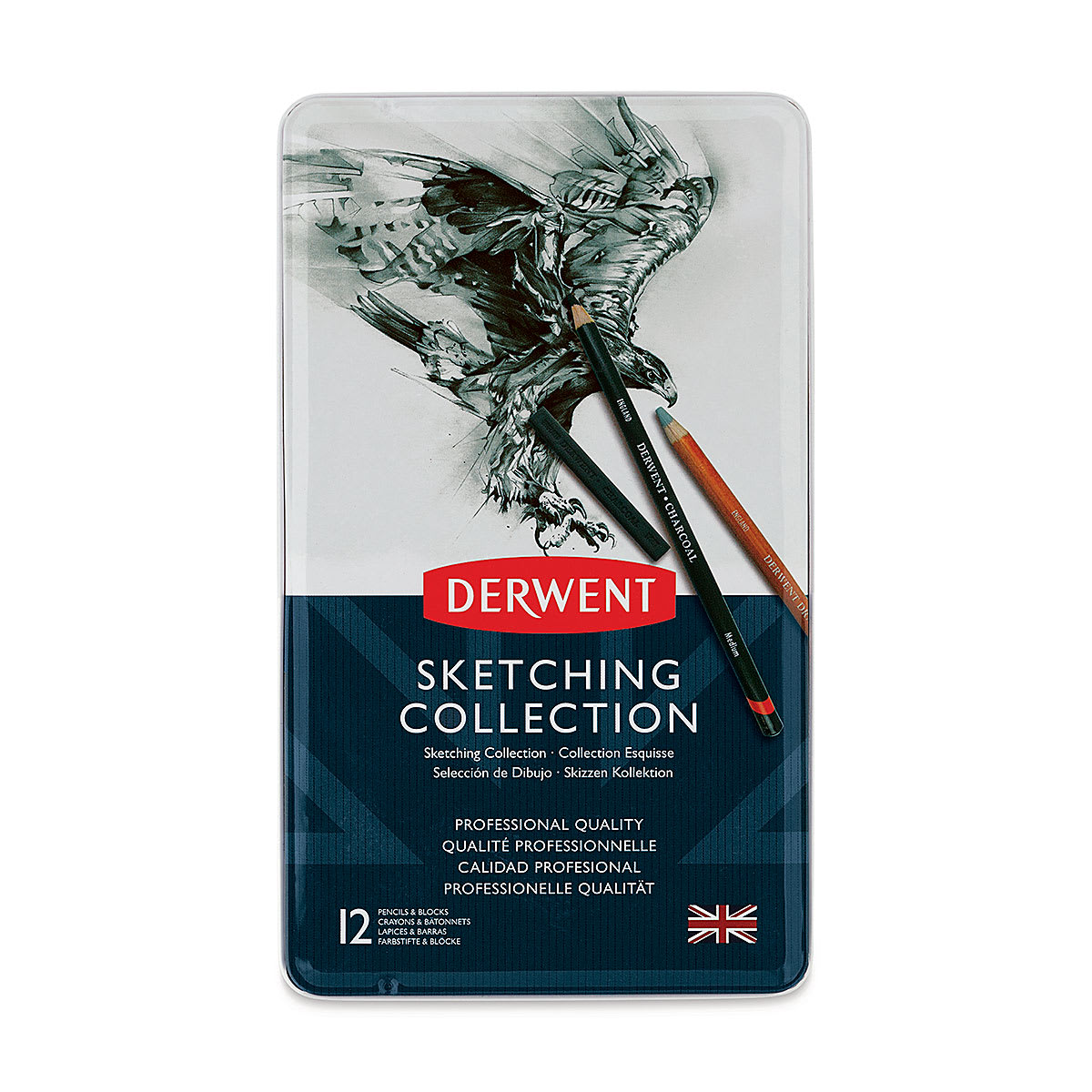 Derwent Sketching Collection - Set of 12 (front of tin)