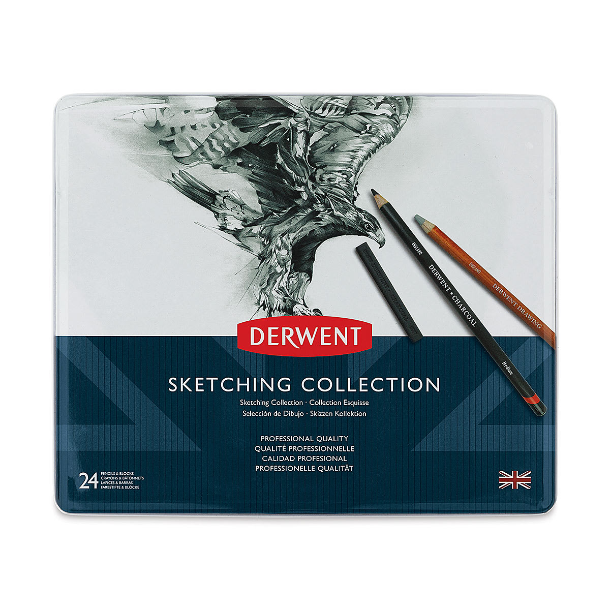 Derwent Sketching Collection - Set of 24 (front of tin)