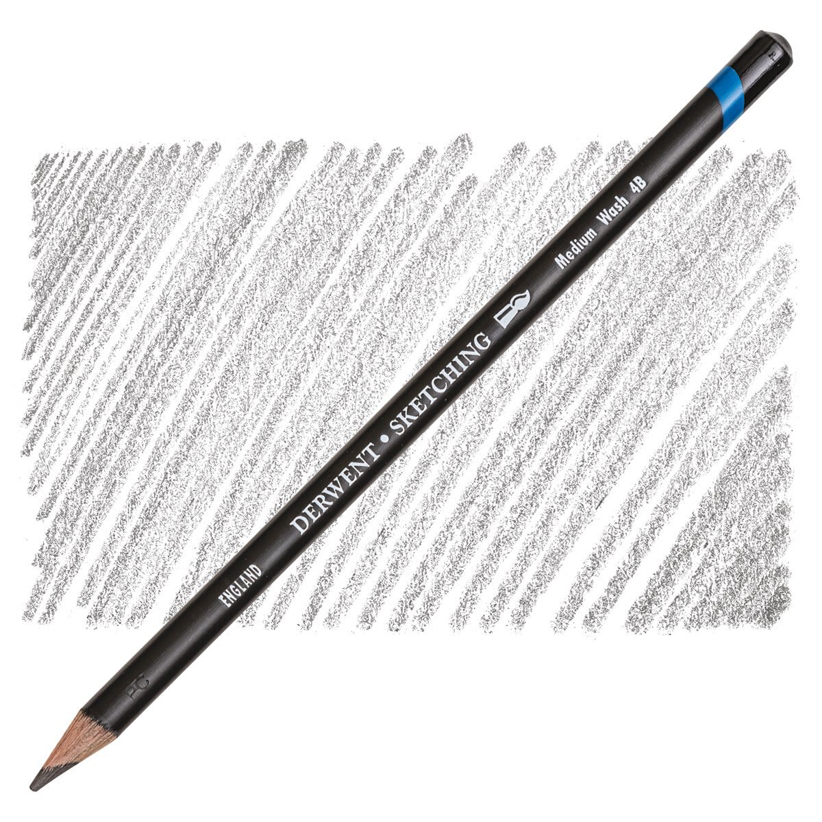 Derwent Water Soluble Sketching Pencil - 4B (Medium Wash) pencil and swatch
