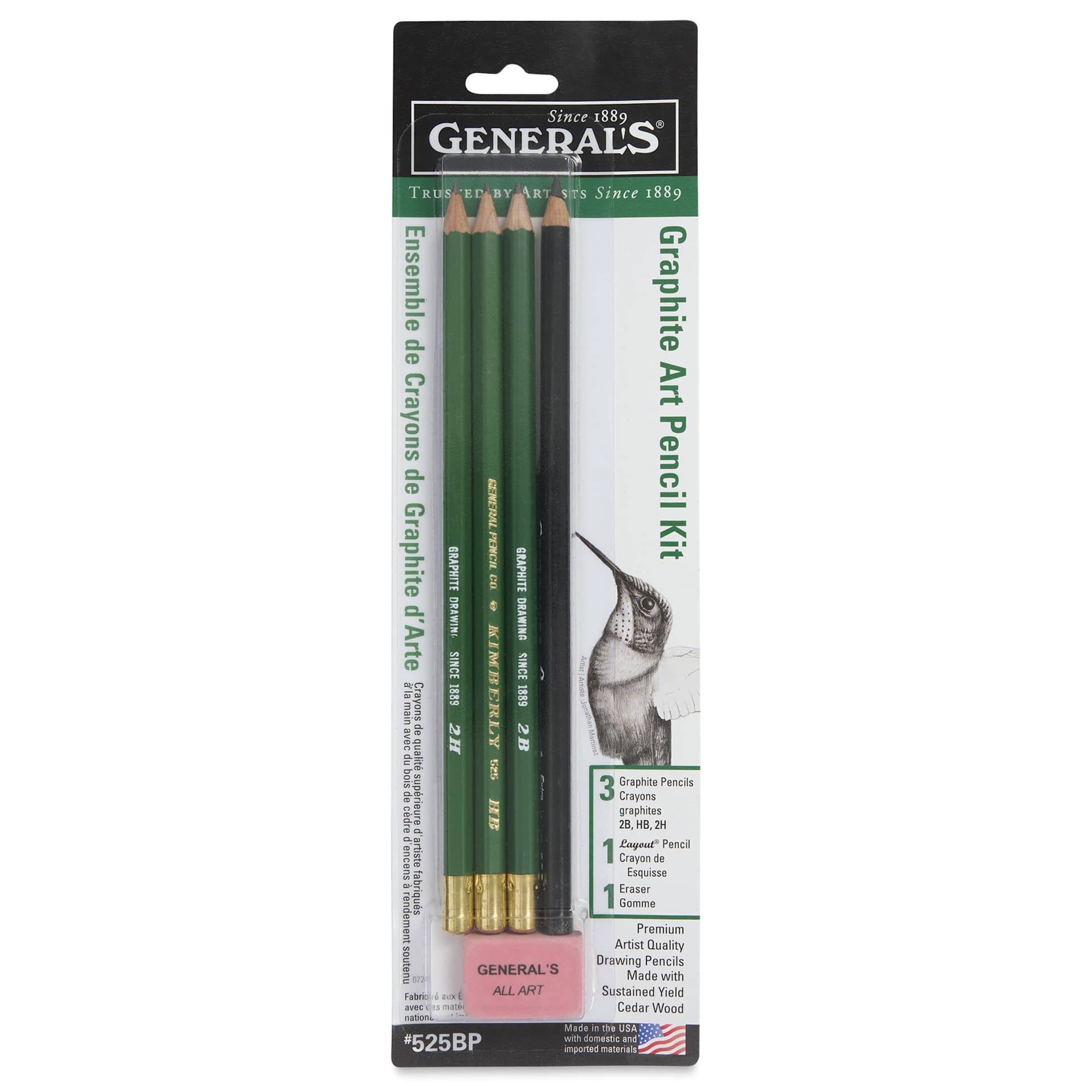 General's Kimberly Graphite Pencils Set - Art Pencil Kit, Pkg of 5, front of pack