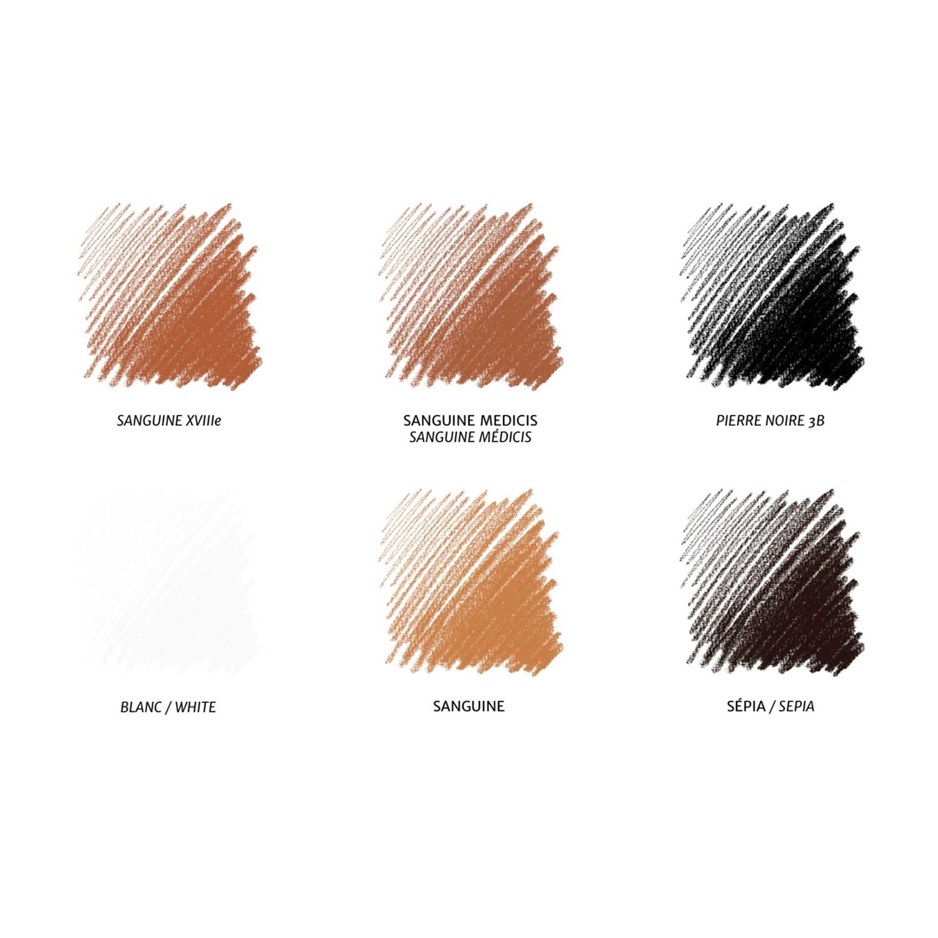 Conté à Paris Sketching Pencil - Sanguine, Set of 6, swatches