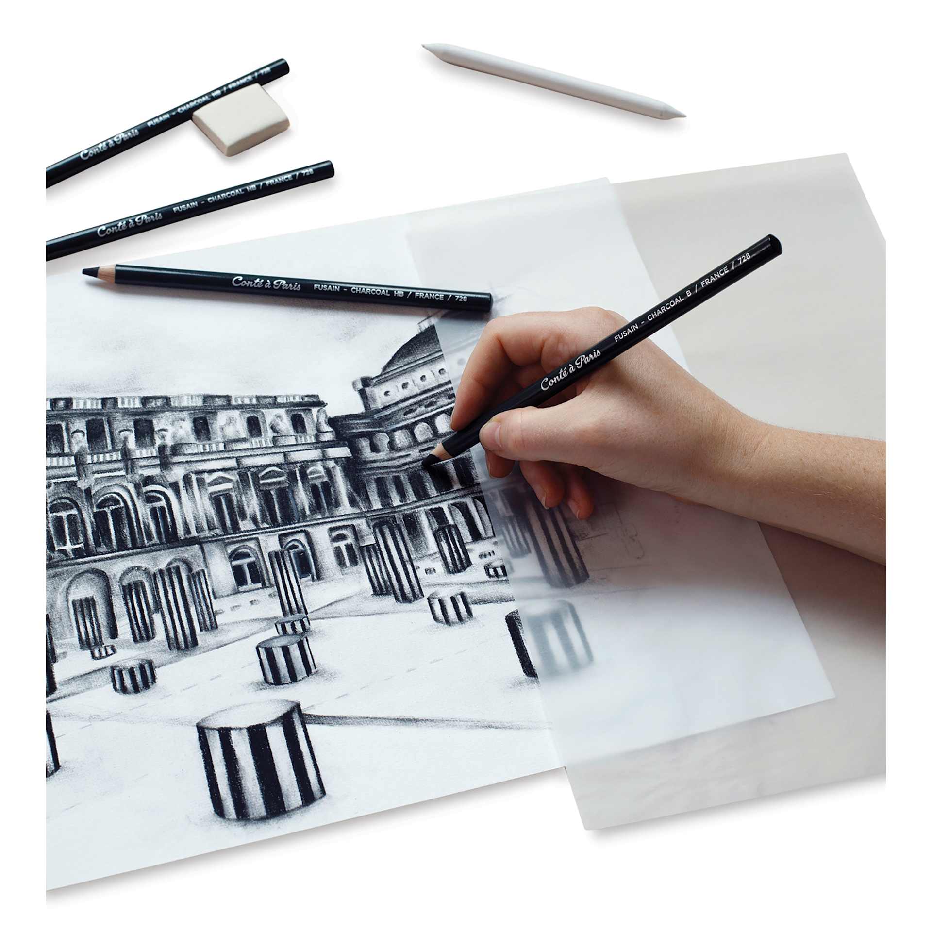 Conté à Paris Sketching Pencil - Charcoal, H, used in artwork