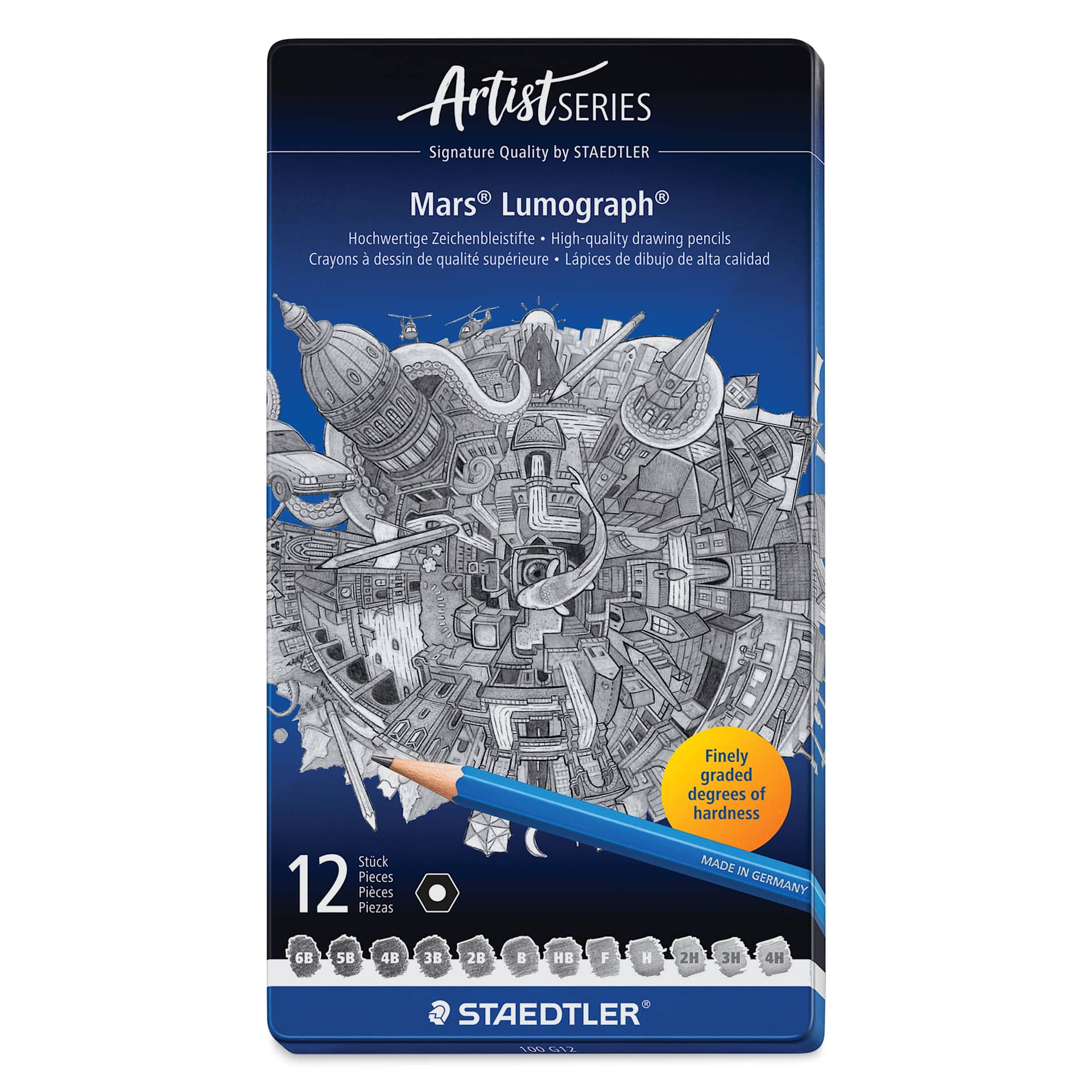 Staedtler Mars Lumograph Drawing and Sketching Pencils - Set of 12