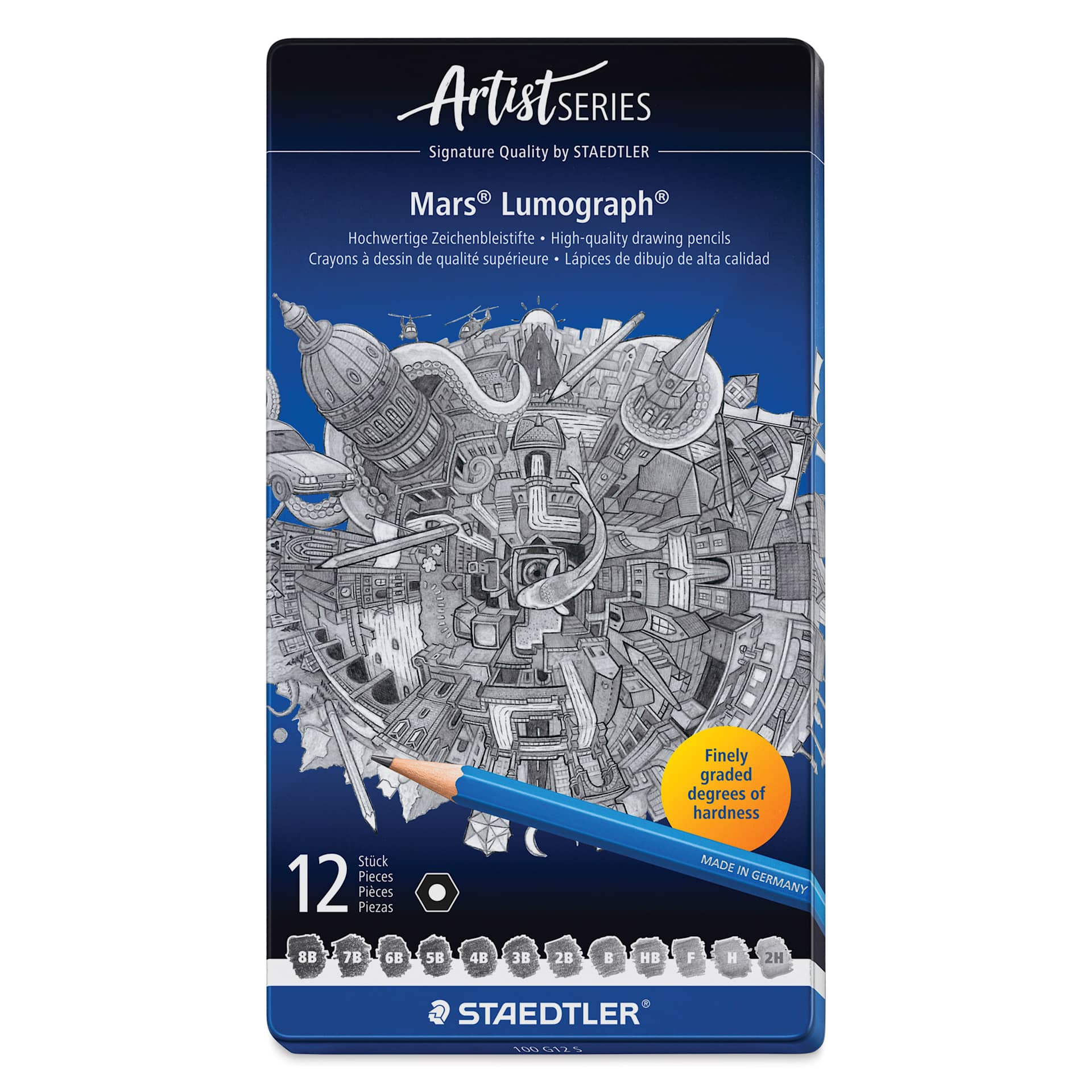 Staedtler Mars Lumograph Drawing and Sketching Pencils - Soft Range Set of 12