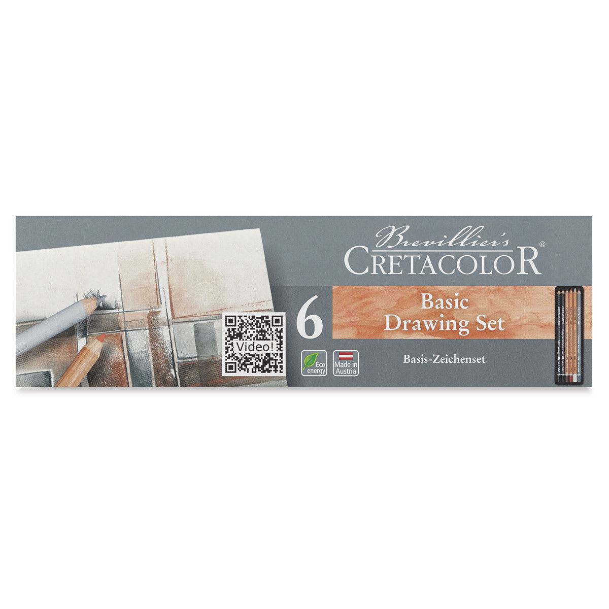 Cretacolor Basic Drawing Sets - Front of package of set of 6 pencils