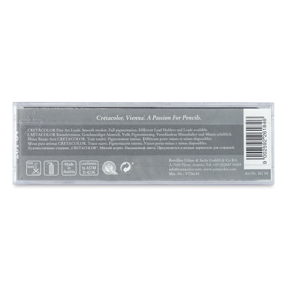 Cretacolor Leads - Graphite, 4B, Box of 6 back of package