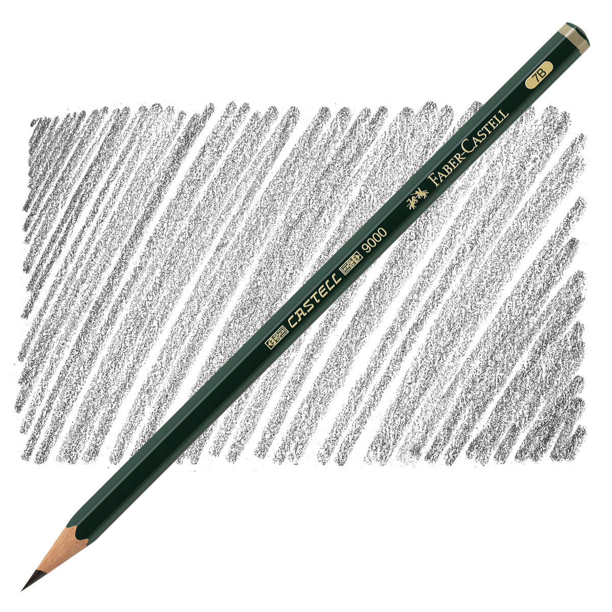 Faber-Castell 9000 Pencil - Graphite, 7B pencil and swatch