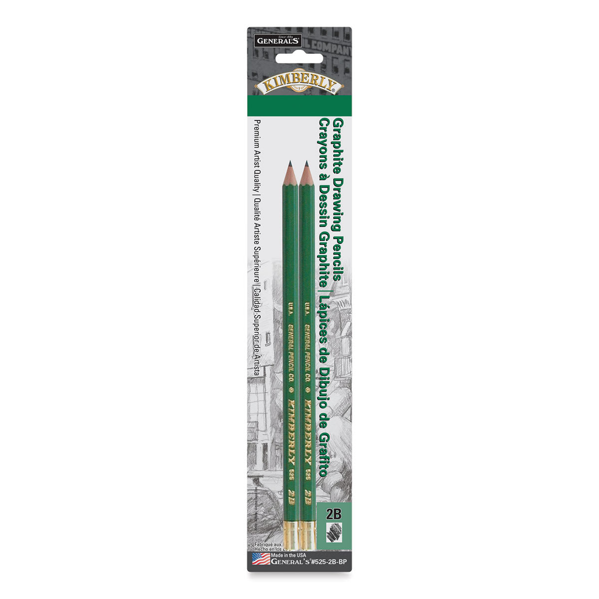 General's Kimberly Graphite Pencil - 2B, Pkg of 2, front of the packaging